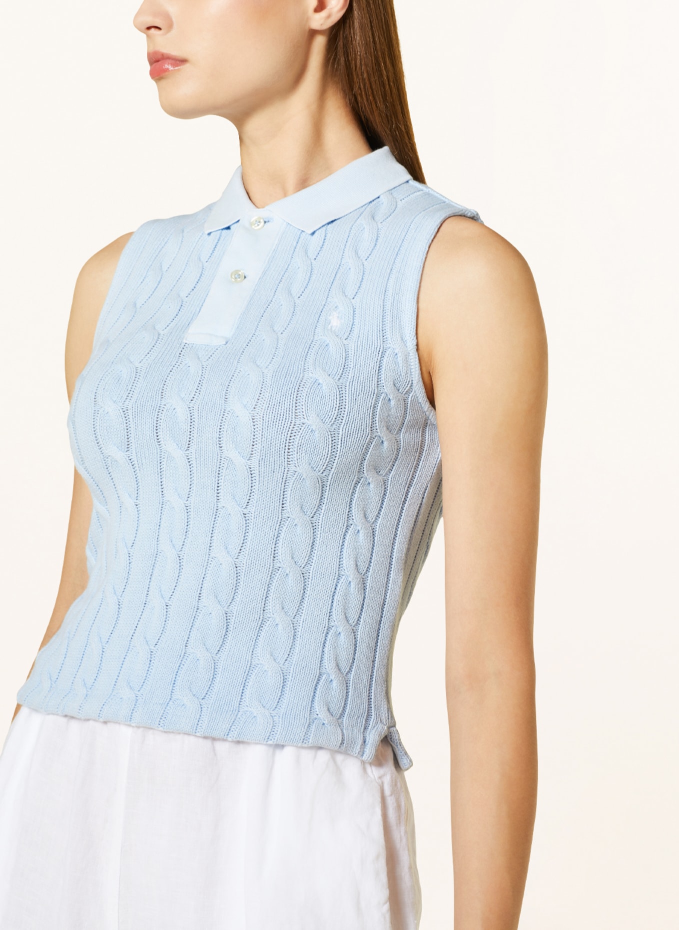 $90 Lauren Ralph Lauren Women's Blue Sleeveless Cable Knit Tank