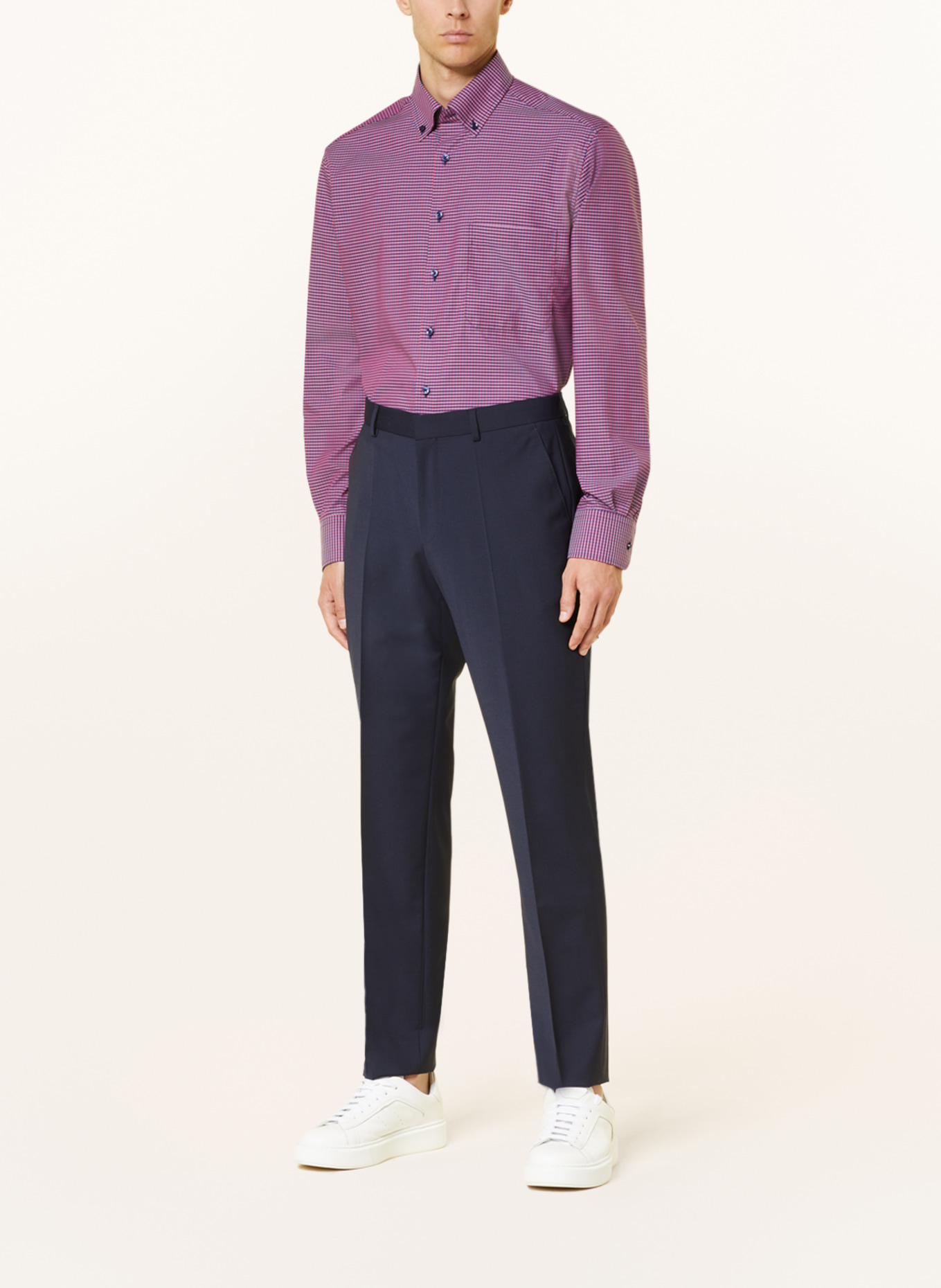 ETERNA Košile Comfort Fit: ČERVENÁ / TMAVĚ MODRÁ