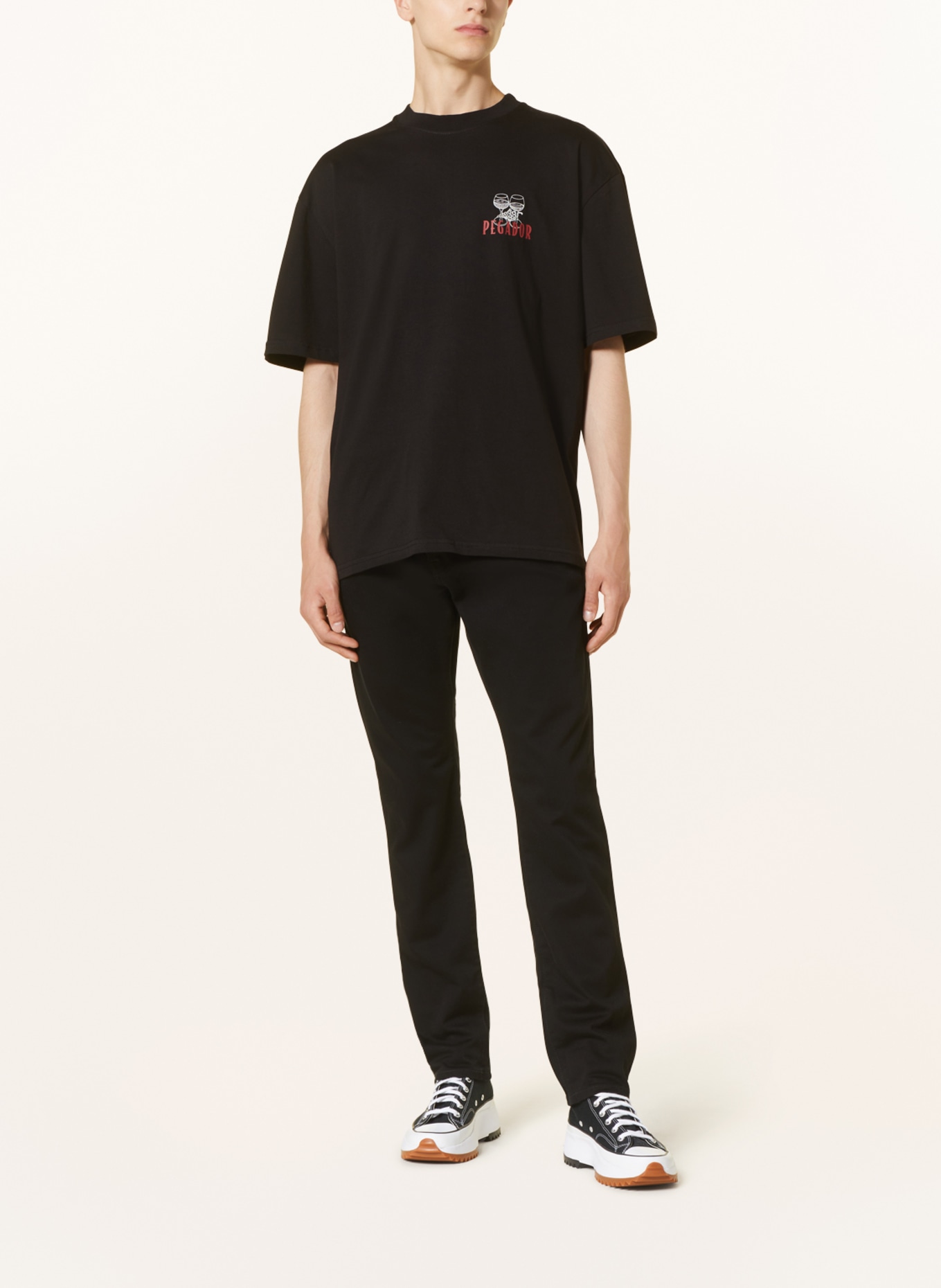 PEGADOR Oversized shirt SCARSDALE, Color: BLACK/ WHITE/ RED (Image 3)