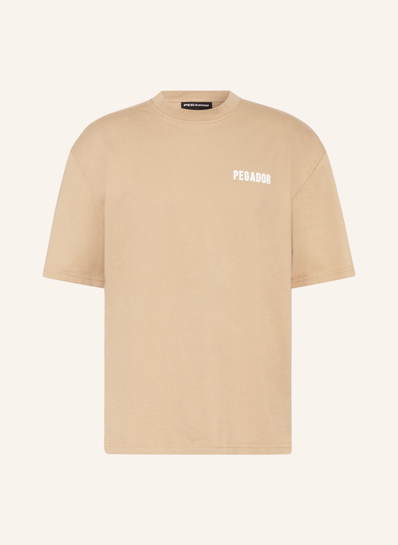 PEGADOR Oversized shirt VERITY, Color: BEIGE/ WHITE (Image 1)