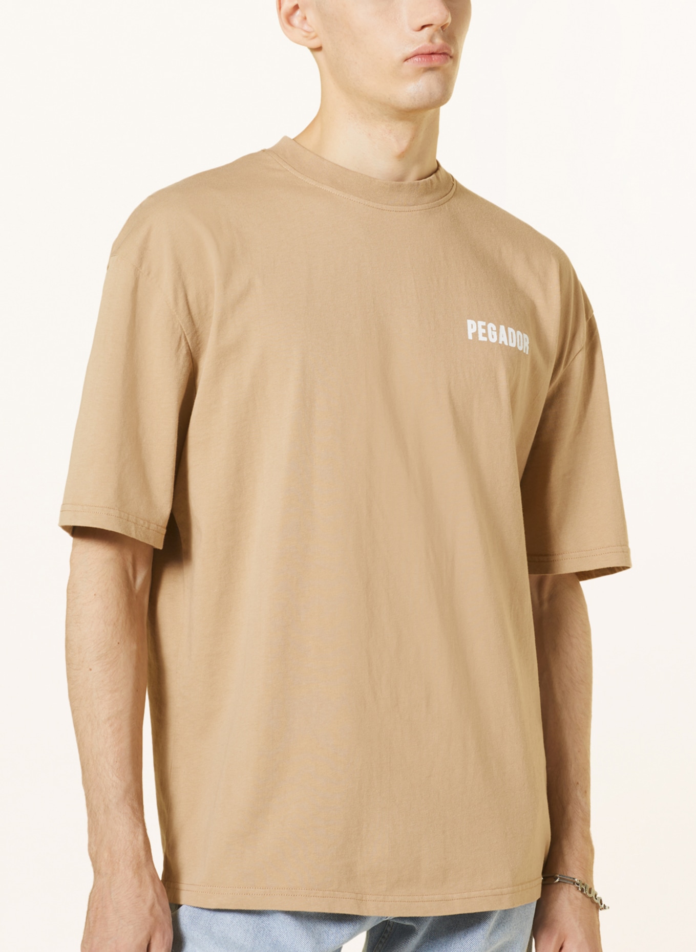 PEGADOR Oversized shirt VERITY, Color: BEIGE/ WHITE (Image 4)