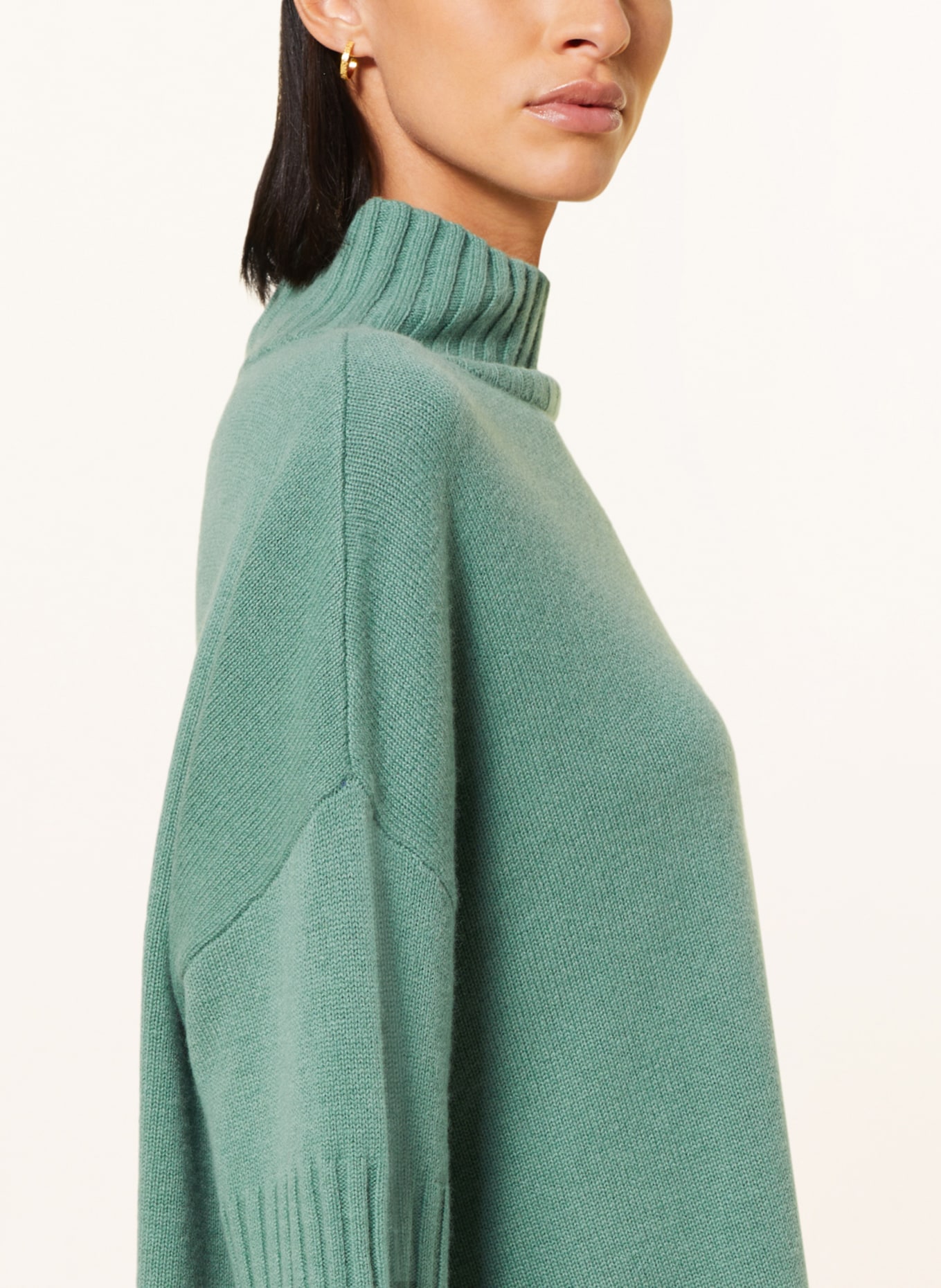 MRS & HUGS Sweter z wełny merino z rękawami 3/4, Kolor: MIĘTOWY (Obrazek 4)