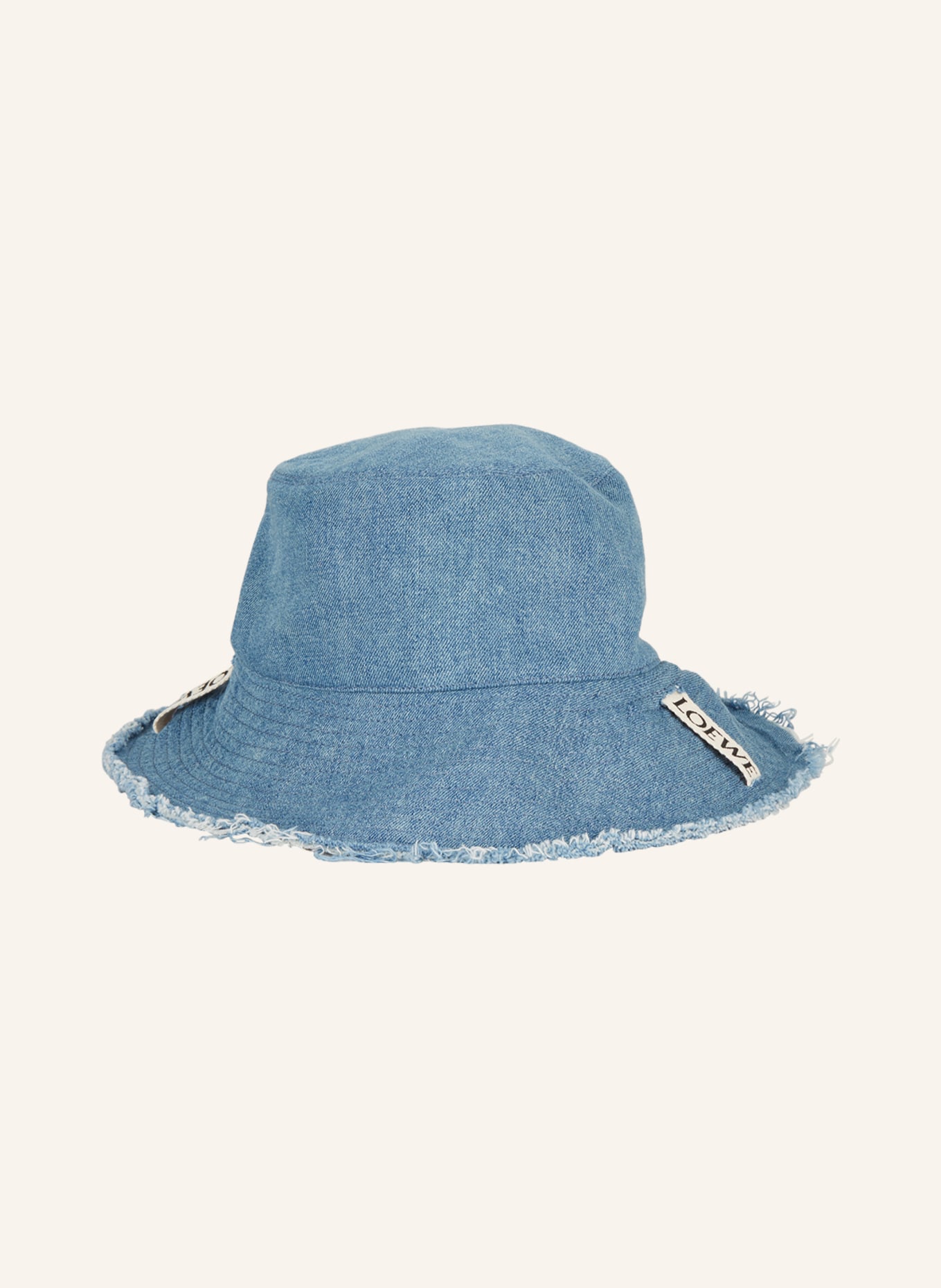 Paulas Ibiza Frayed Denim Bucket Hat in Blue - Loewe