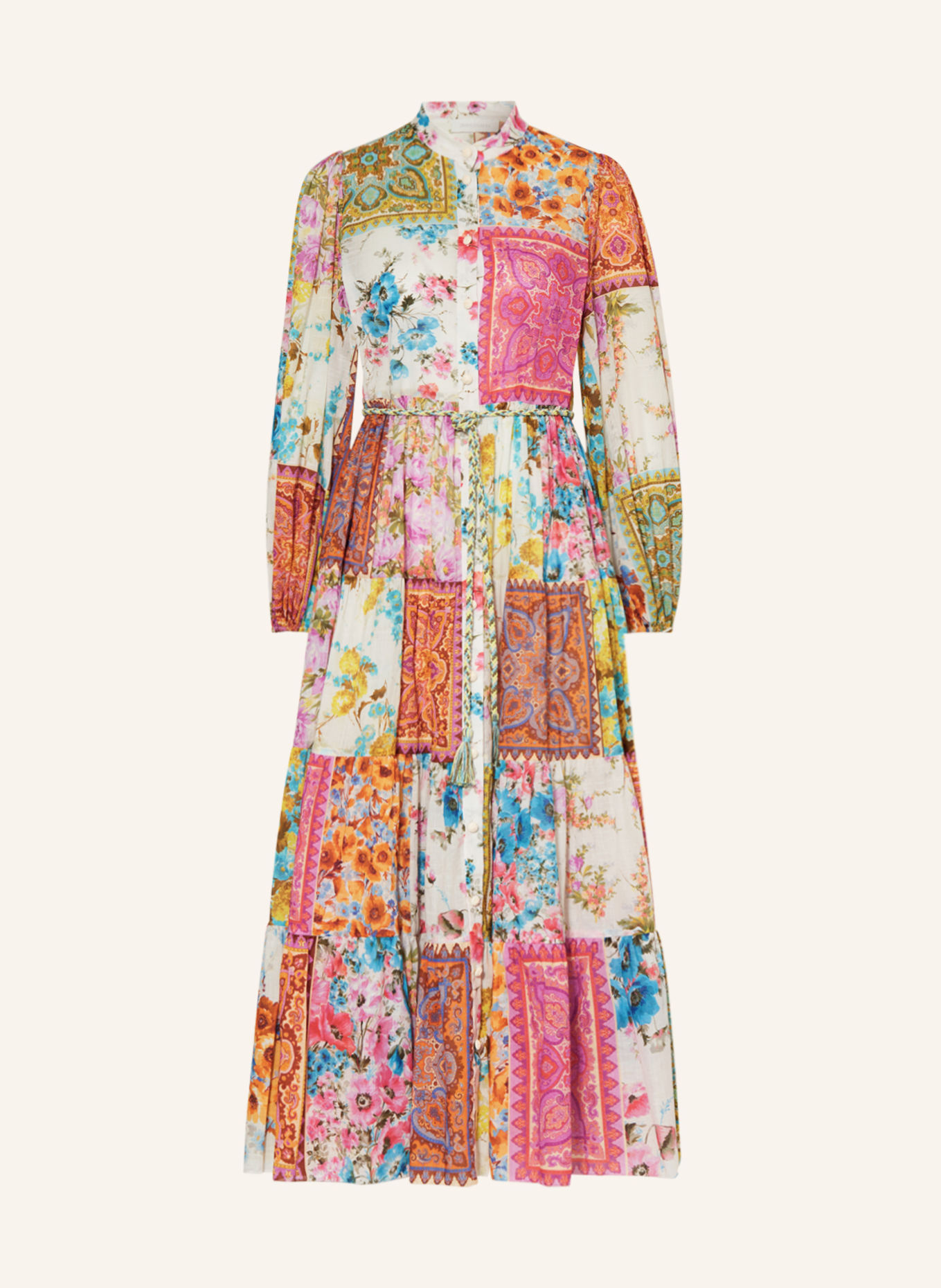 ZIMMERMANN Sukienka koszulowa HALCYON, Kolor: MOCNORÓŻOWY/ JASNONIEBIESKI/ BIAŁY (Obrazek 1)