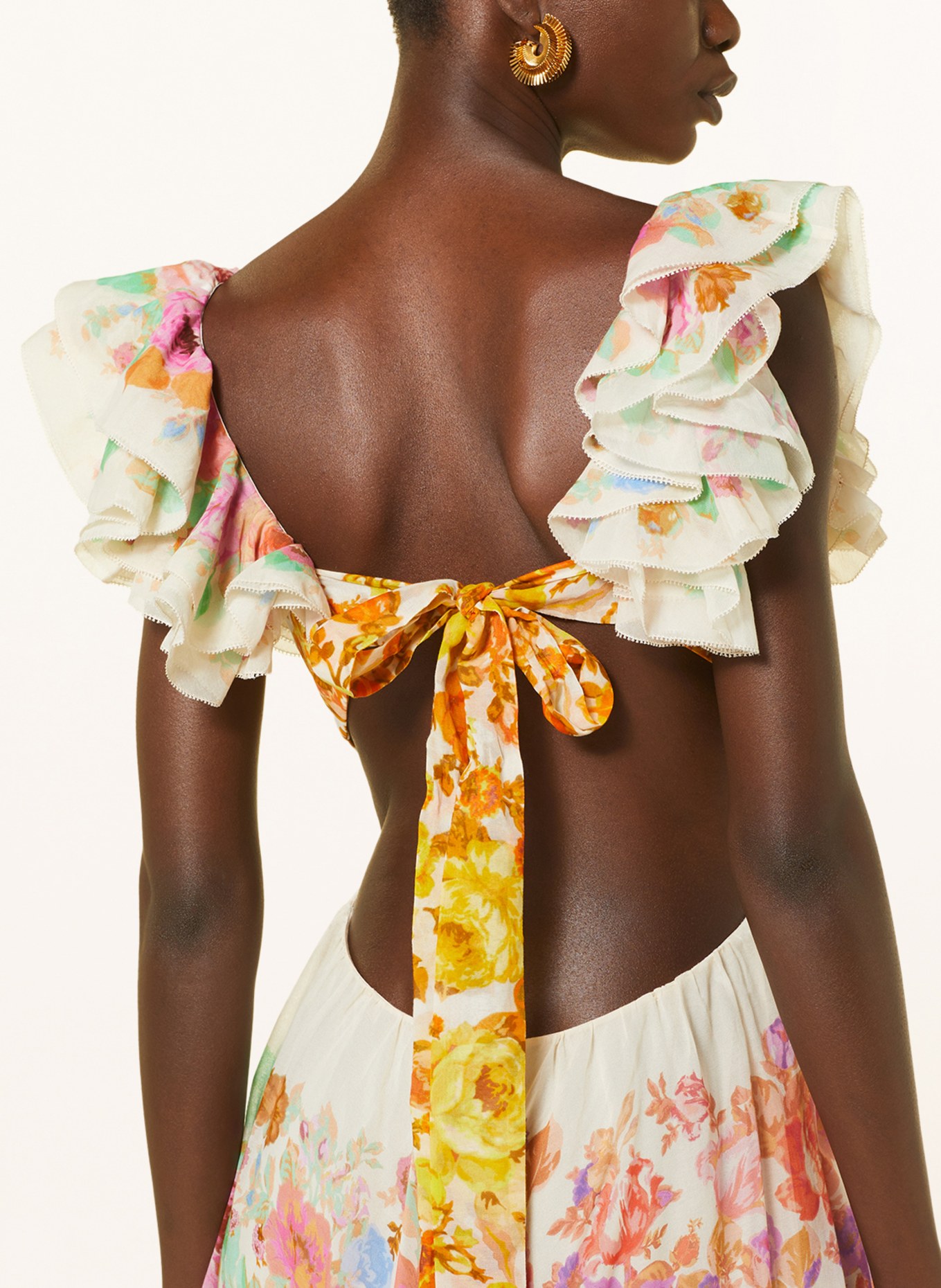 ZIMMERMANN Dress RAIE FRILL with cut-outs and frills, Color: PINK/ ECRU/ LIGHT GREEN (Image 5)