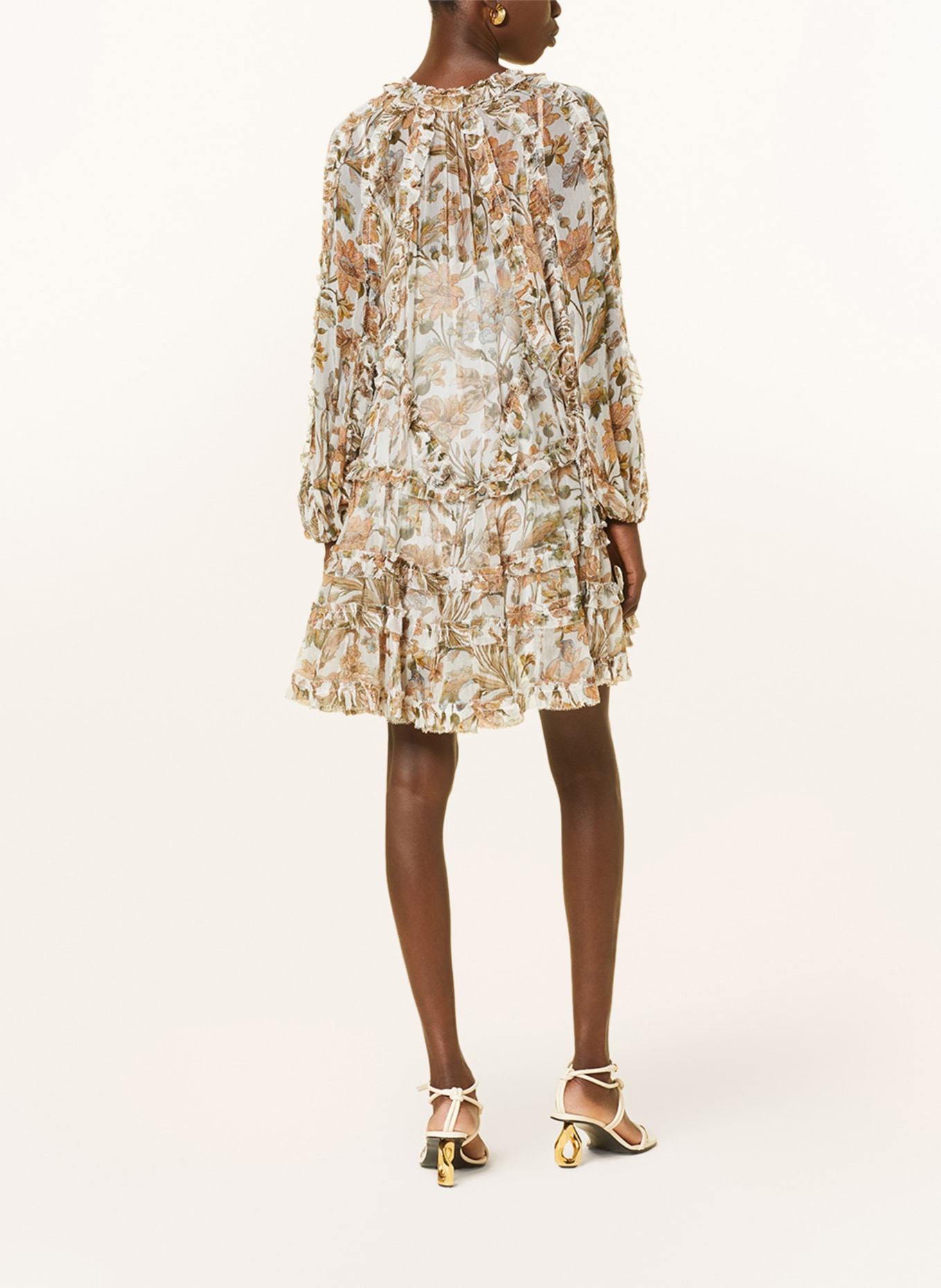 ZIMMERMANN Dress CHINTZ with ruffles and 3/4 sleeves, Color: BEIGE/ COGNAC/ OLIVE (Image 3)