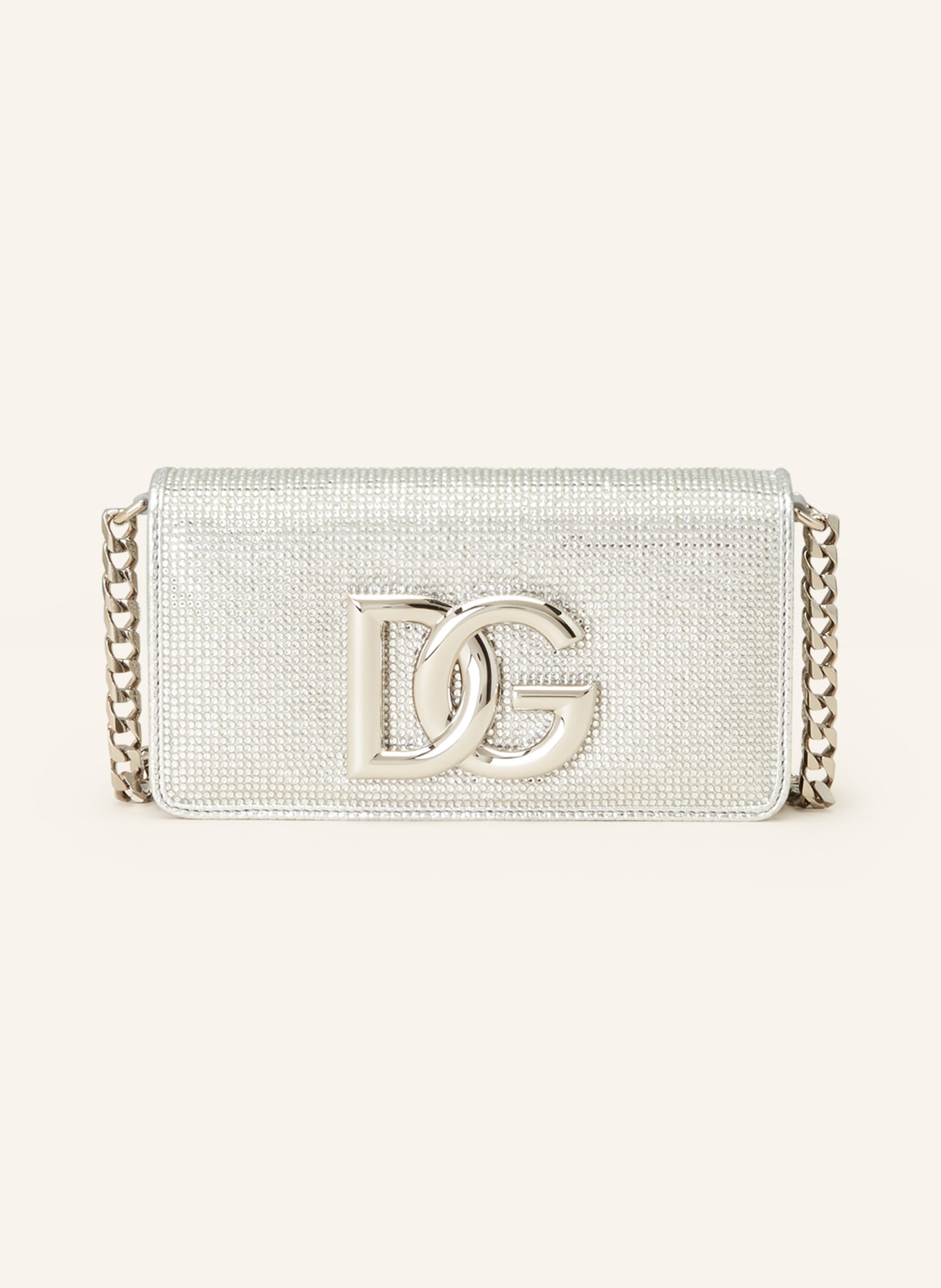 DOLCE & GABBANA Crossbody bag with decorative gems, Color: SILVER (Image 1)