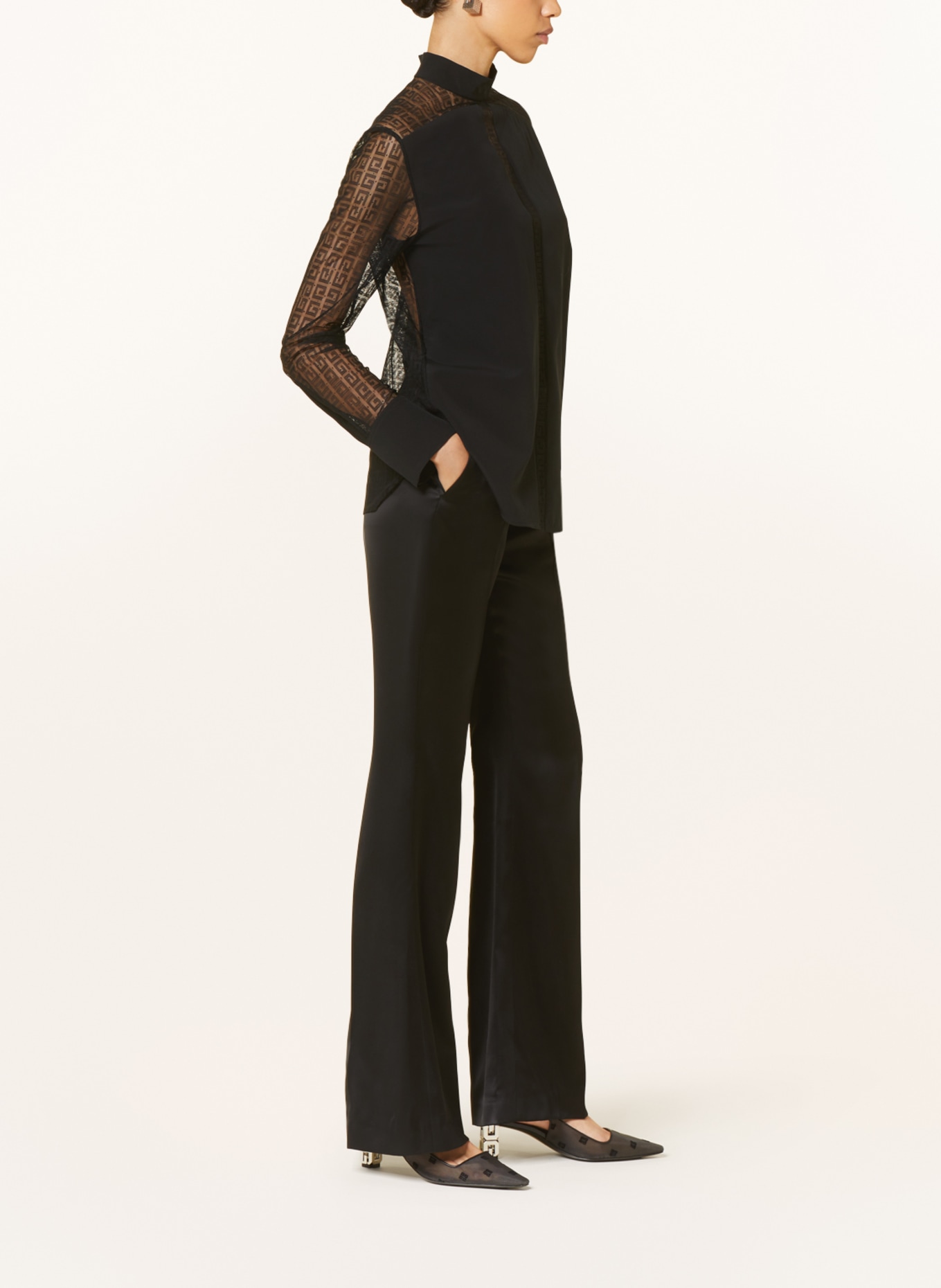 GIVENCHY Satin trousers, Color: BLACK (Image 4)