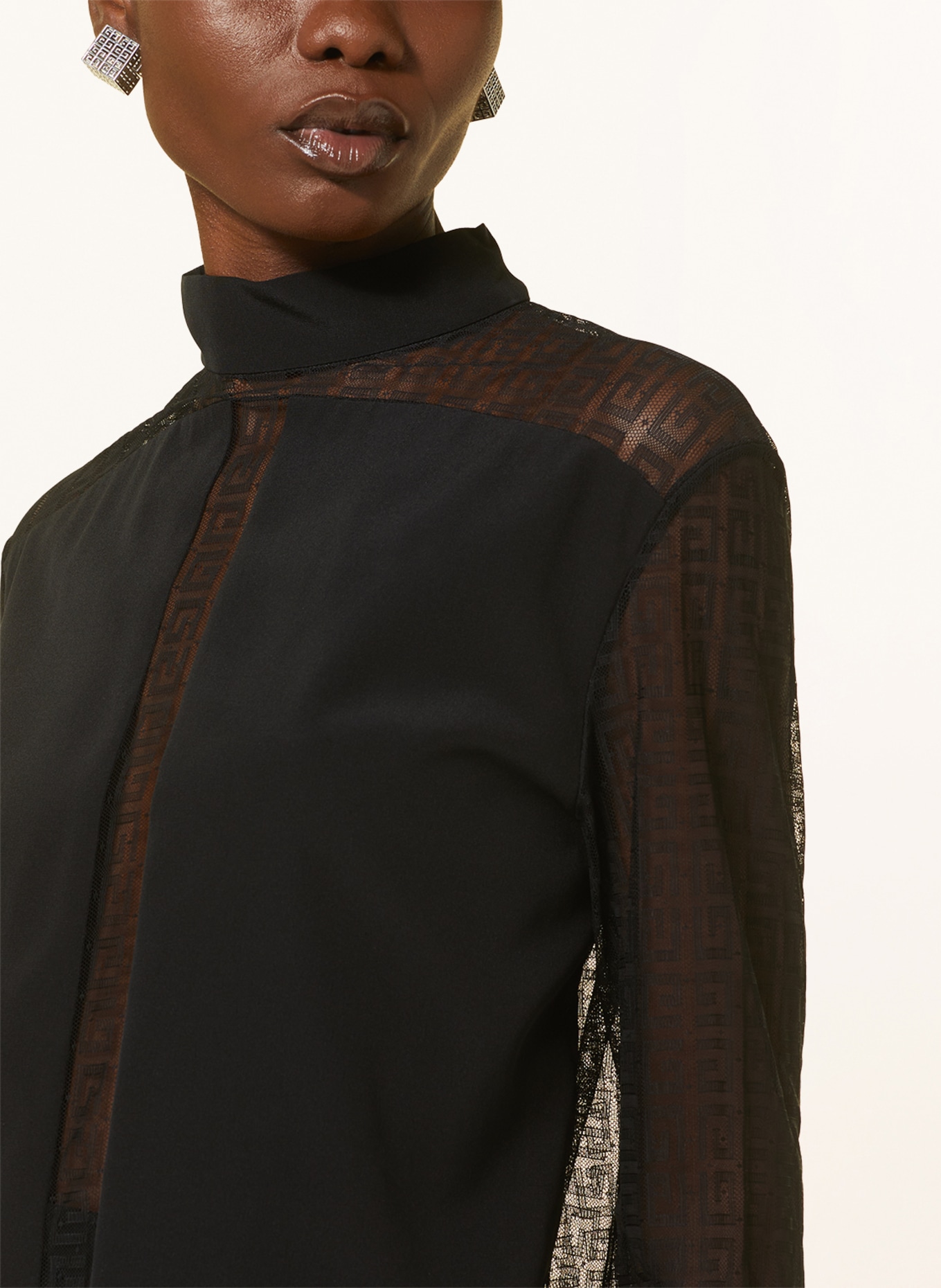 GIVENCHY Shirt blouse in mixed materials, Color: BLACK (Image 4)