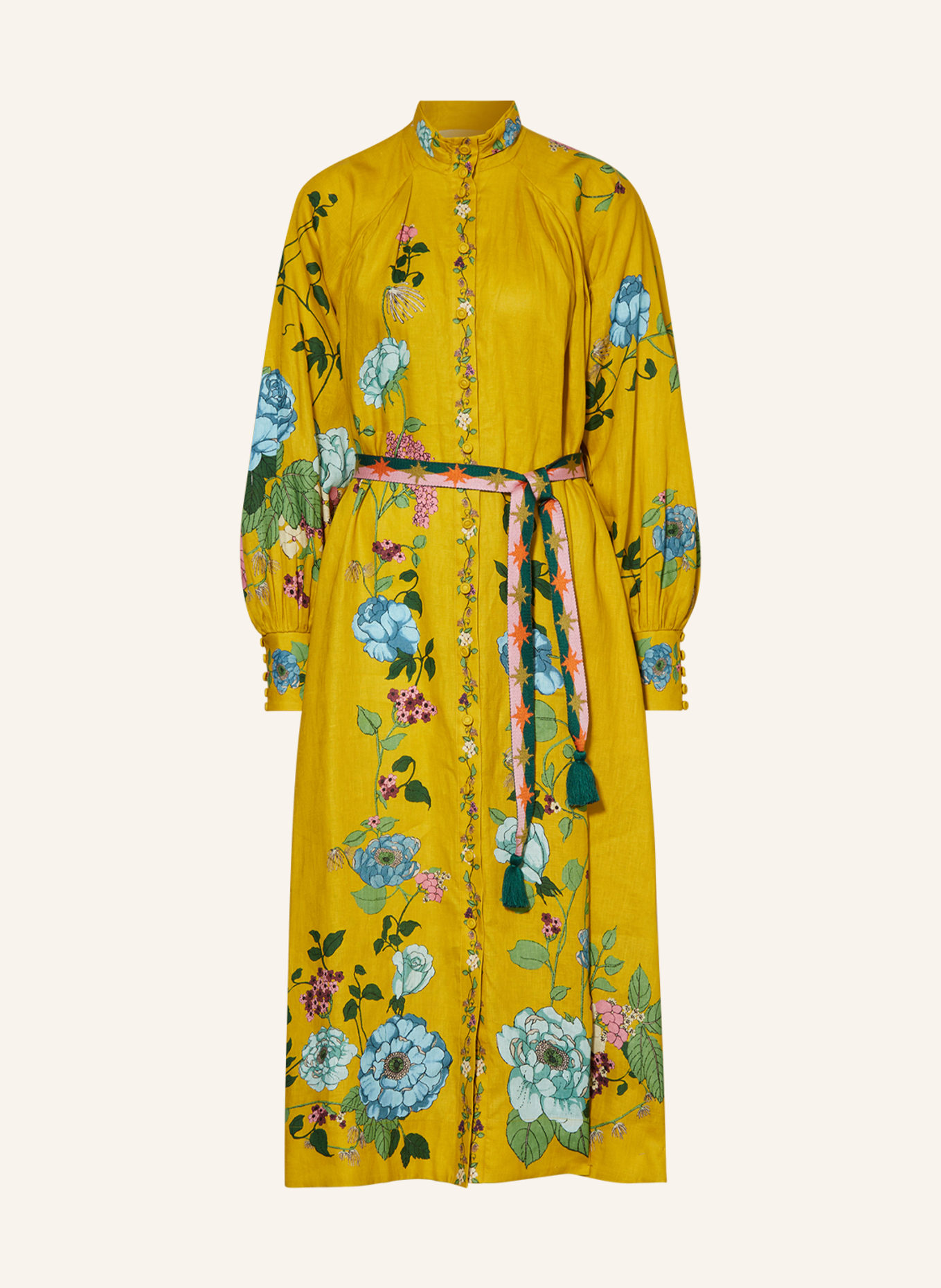 ALÉMAIS Košilové šaty DANA ze lnu, Barva: ŽLUTÁ/ ZELENÁ/ MODRÁ (Obrázek 1)
