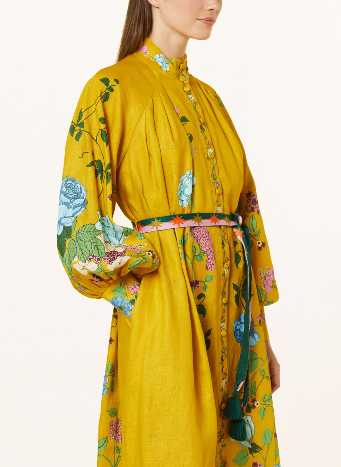 ALÉMAIS Shirt dress DANA in linen, Color: YELLOW/ GREEN/ BLUE (Image 4)