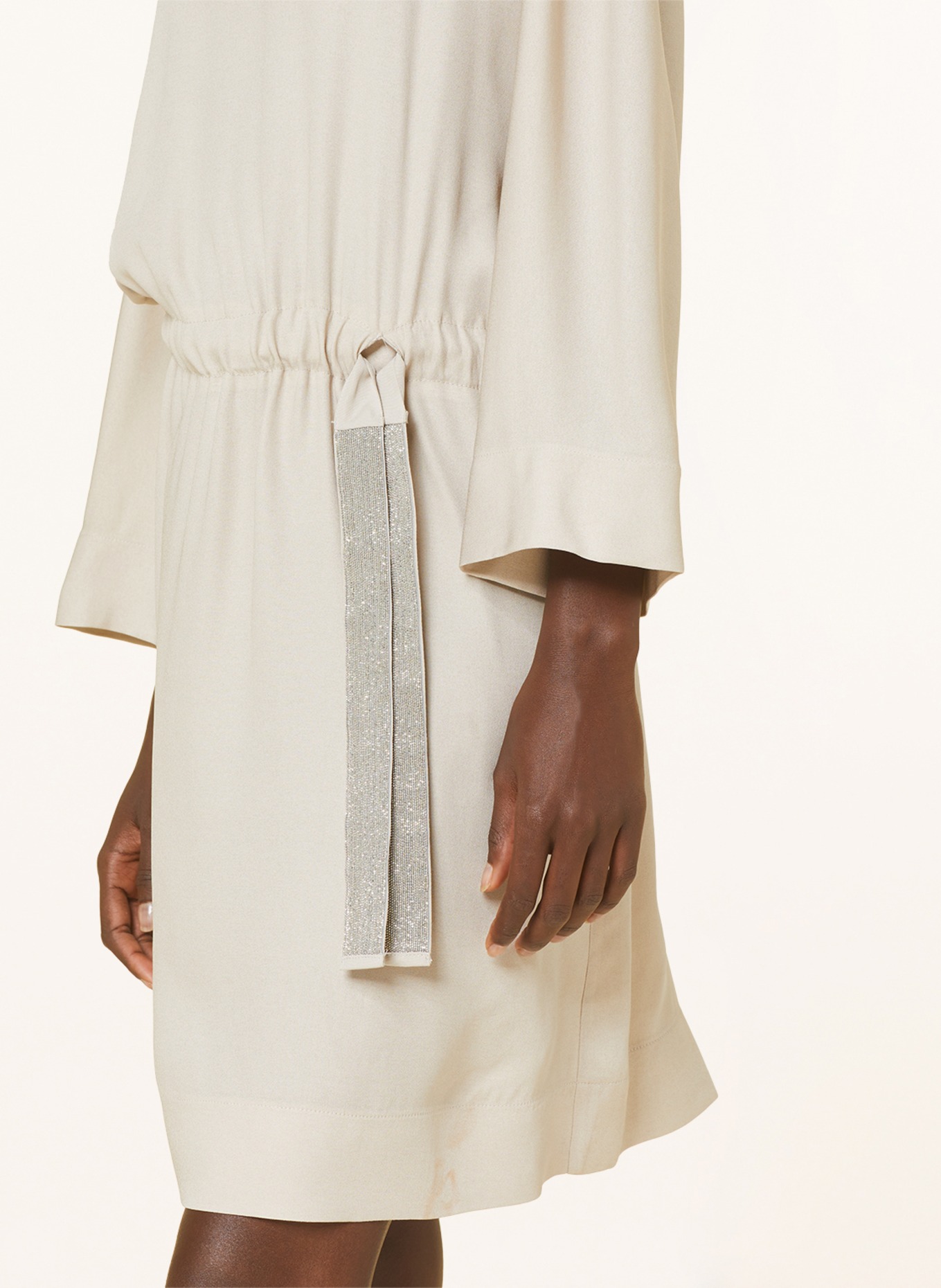 FABIANA FILIPPI Kleid mit 3/4-Arm und Schmucksteinen, Farbe: CREME (Bild 4)