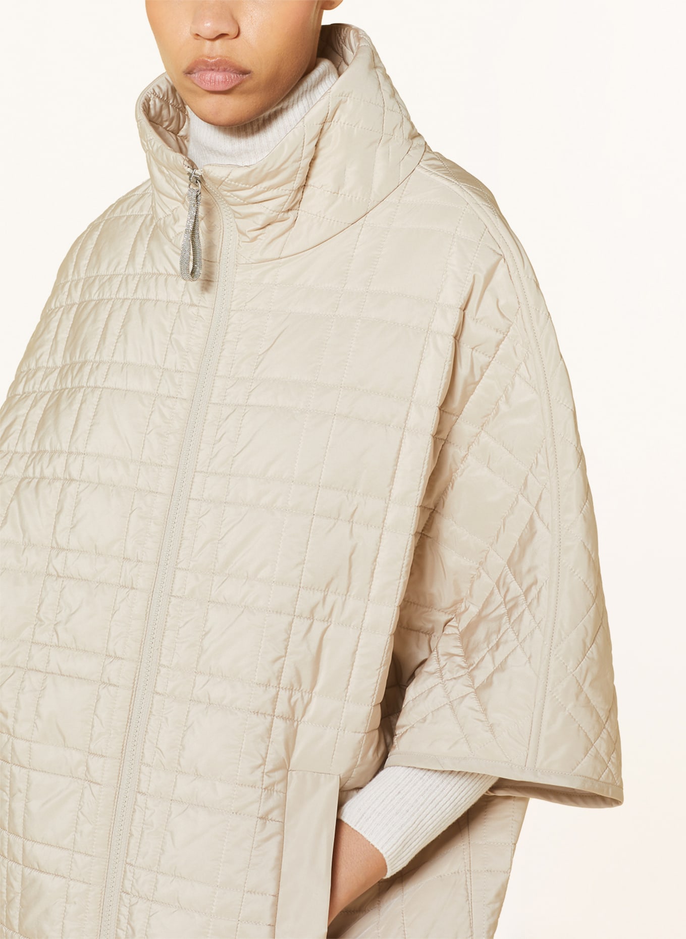 FABIANA FILIPPI Quilted coat with 3/4 sleeves, Color: CREAM (Image 4)
