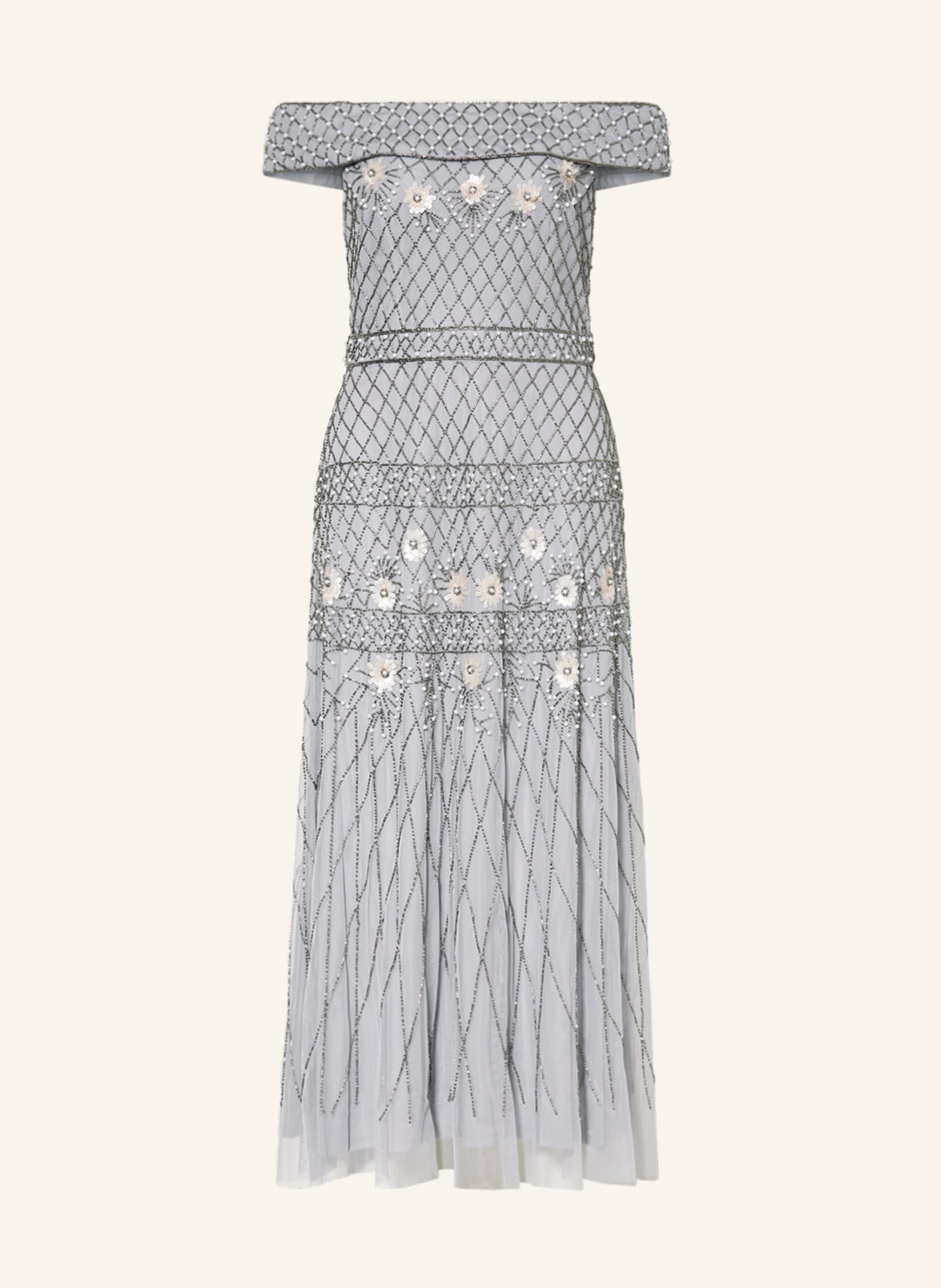 ADRIANNA PAPELL Cocktail dress with decorative gems and sequins, Color: BLUE GRAY (Image 1)