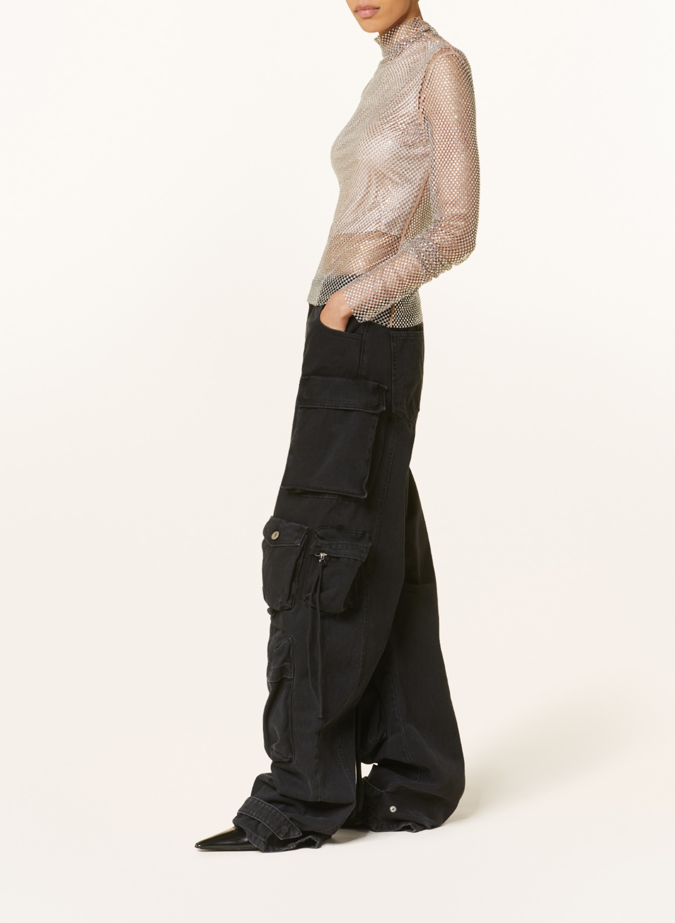 THE ATTICO Cargo jeans FERN, Color: BLACK (Image 4)