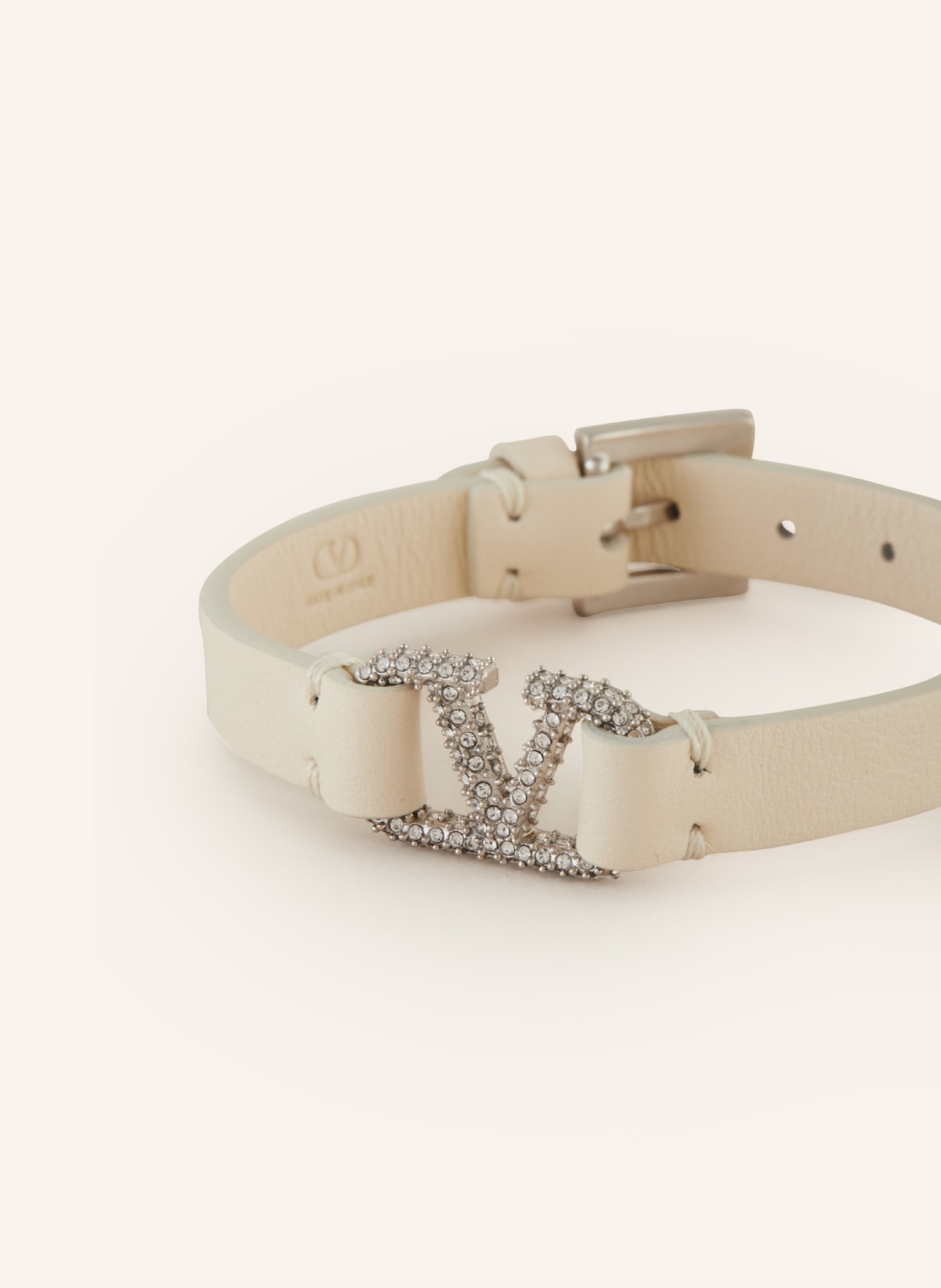 VALENTINO GARAVANI Leather bracelet VLOGO SIGNATURE, Color: CREAM (Image 2)