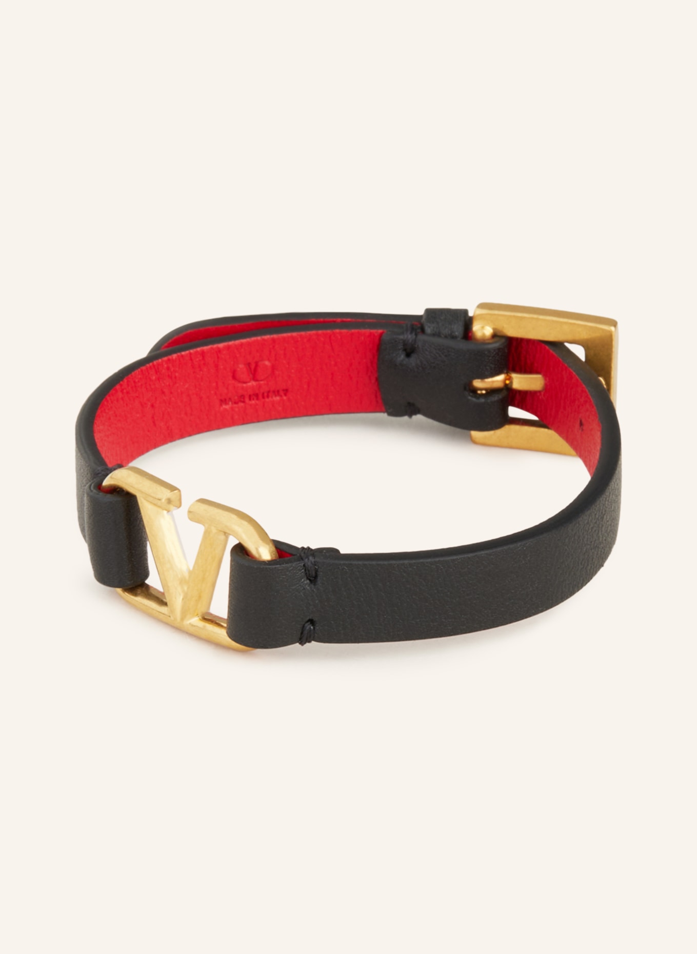 VALENTINO GARAVANI Leather bracelet VLOGO SIGNATURE, Color: BLACK/ RED (Image 1)