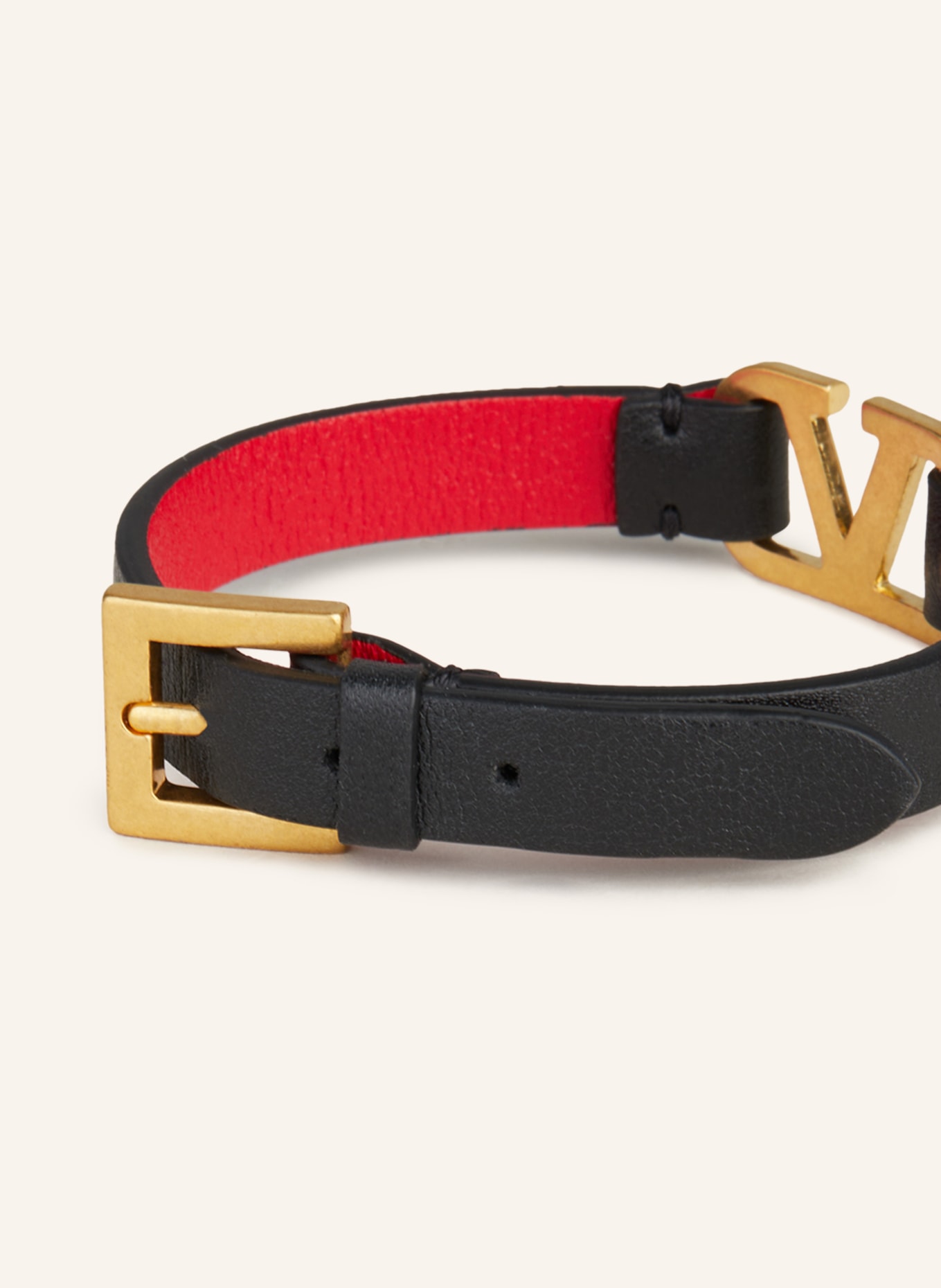VALENTINO GARAVANI Leather bracelet VLOGO SIGNATURE, Color: BLACK/ RED (Image 2)