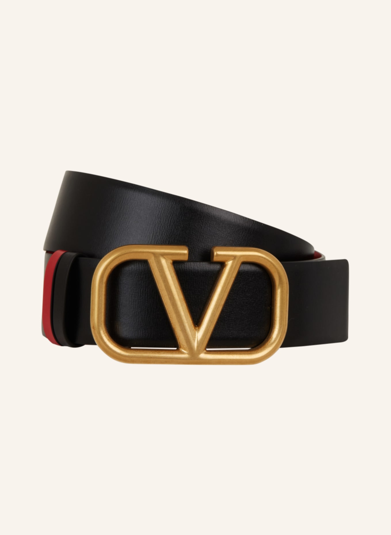 VALENTINO GARAVANI Leather belt VLOGO reversible, Color: 0SM NERO-ROUGE PUR (Image 1)