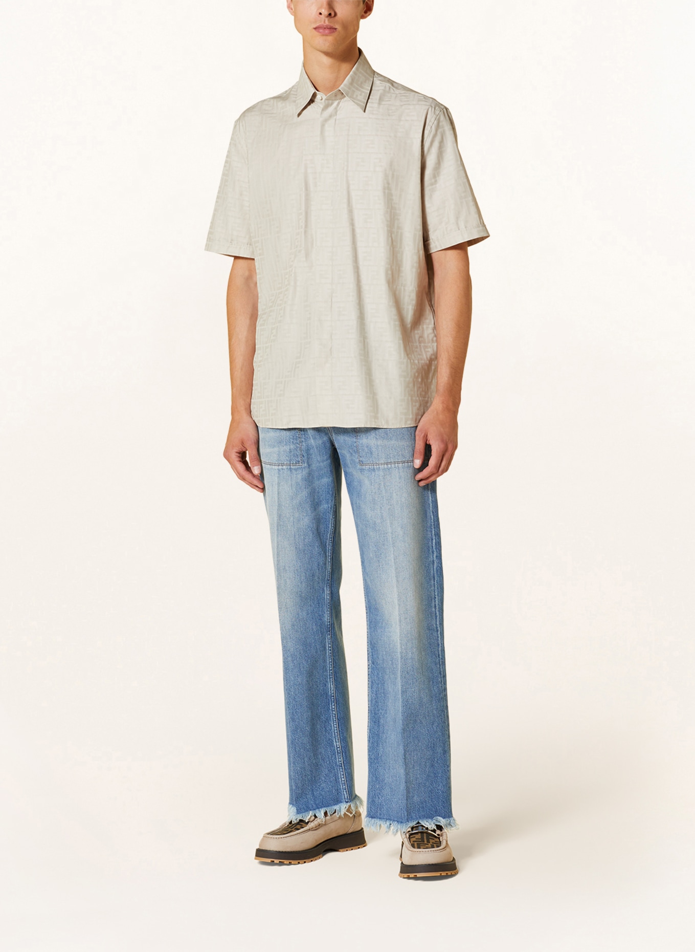 FENDI Short sleeve shirt FF MONOGRAM comfort fit, Color: BEIGE (Image 2)
