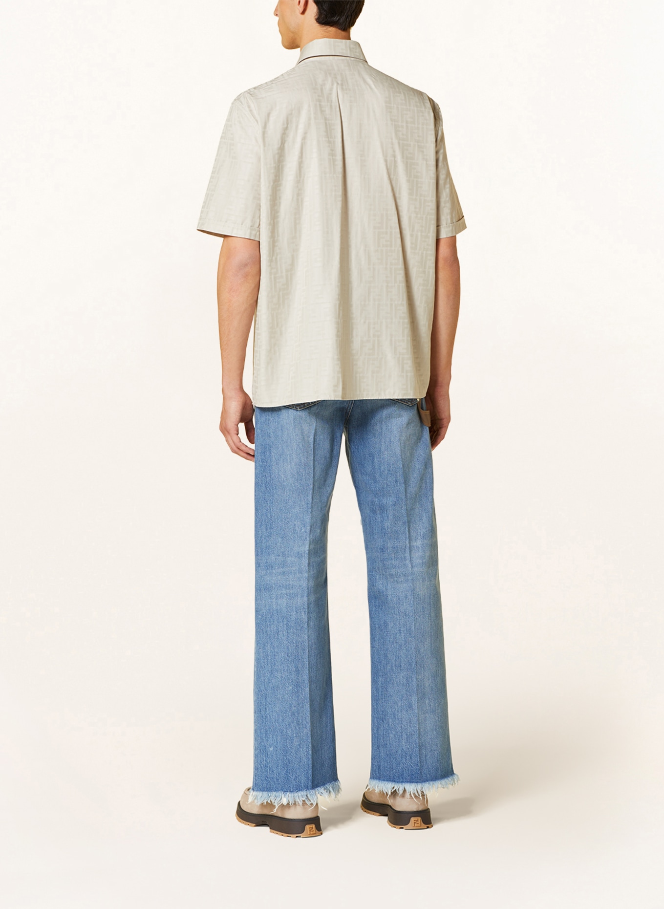 FENDI Koszula z krótkim rękawem FF MONOGRAM comfort fit, Kolor: BEŻOWY (Obrazek 3)