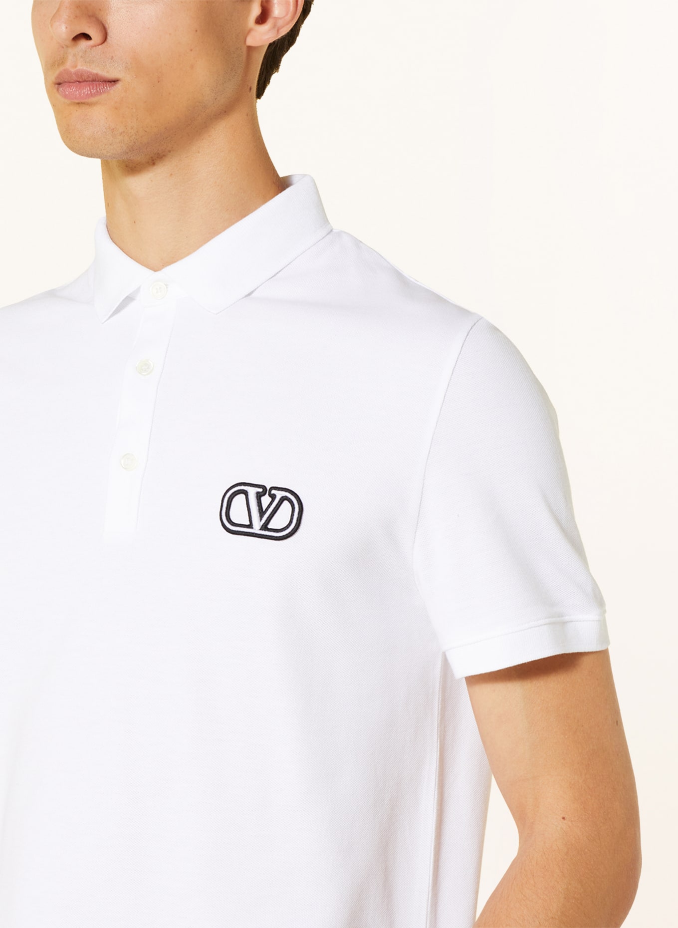 VALENTINO Piqué polo shirt, Color: WHITE (Image 4)