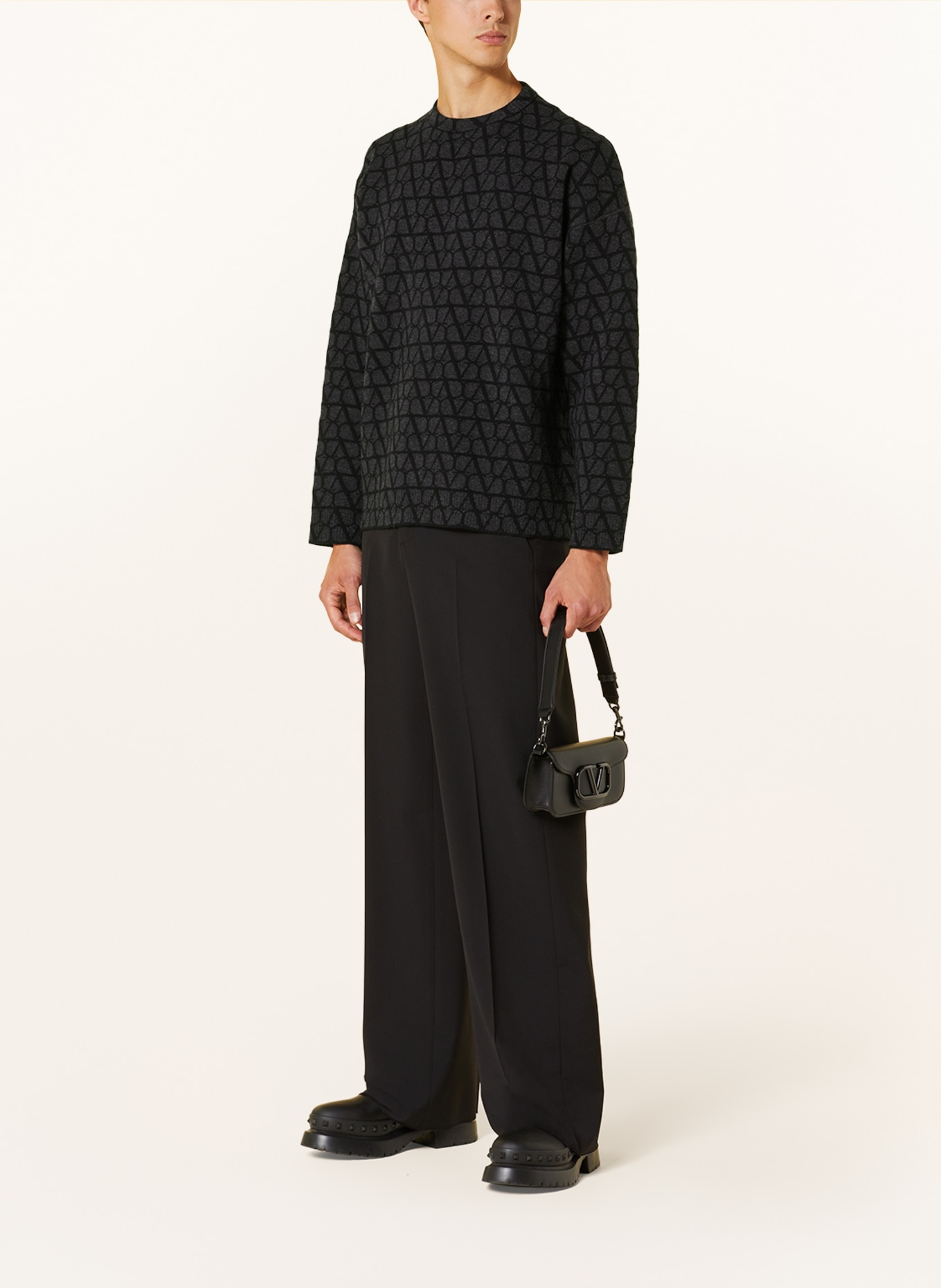 VALENTINO Sweater, Color: DARK GRAY/ BLACK (Image 2)