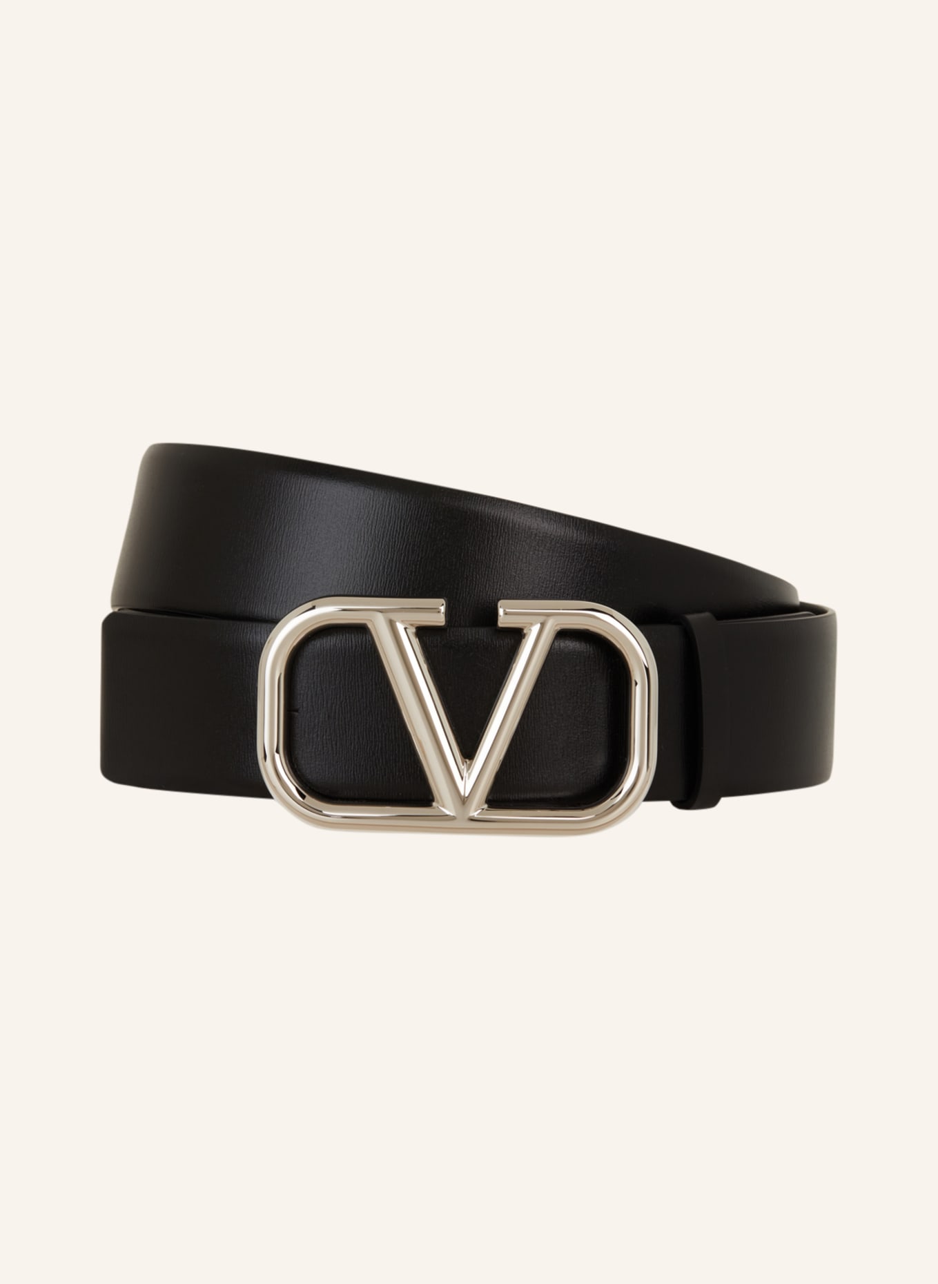 VALENTINO GARAVANI Leather belt V-LOGO, Color: BLACK (Image 1)