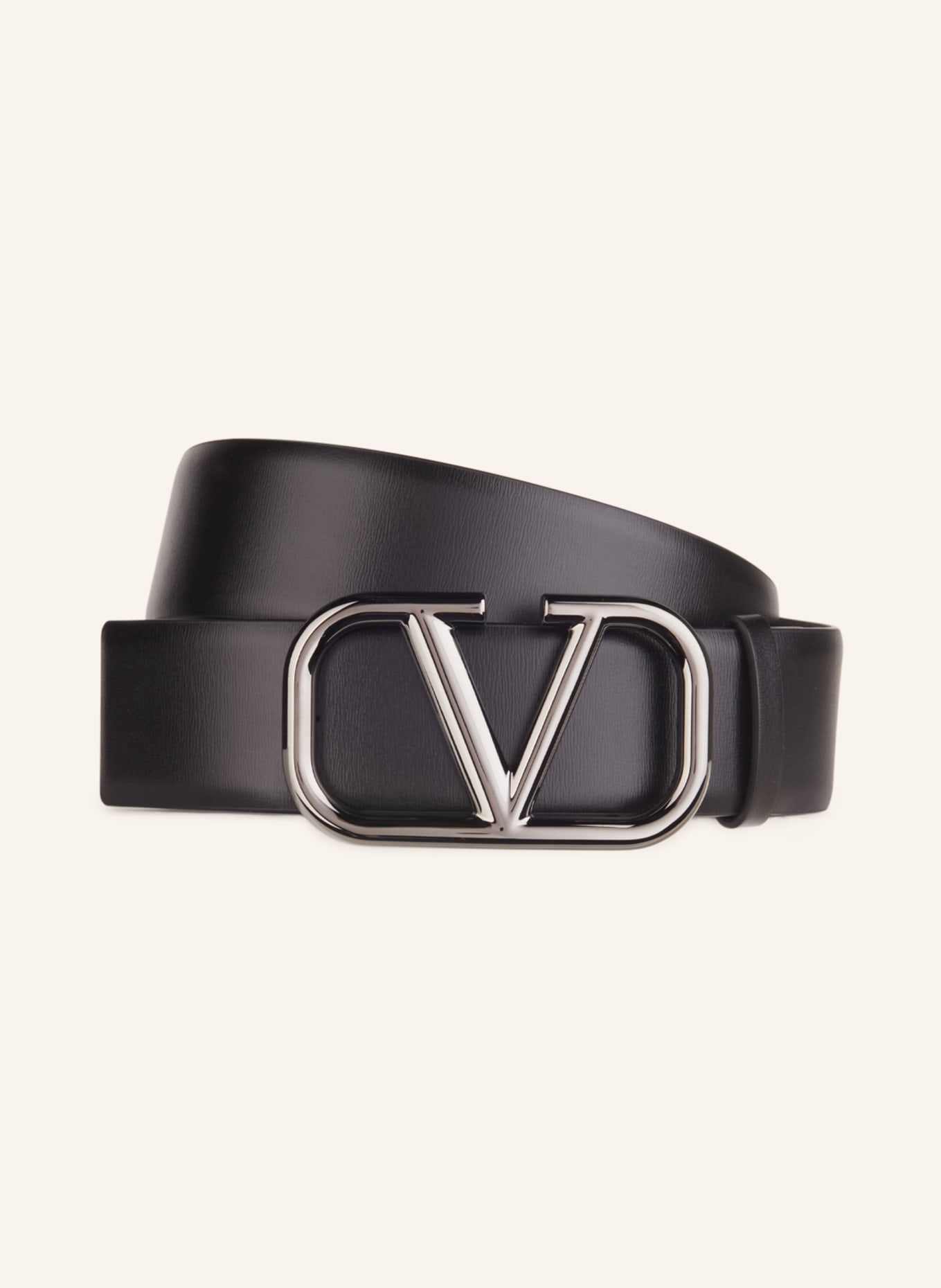 VALENTINO GARAVANI Leather belt VLOGO, Color: BLACK (Image 1)