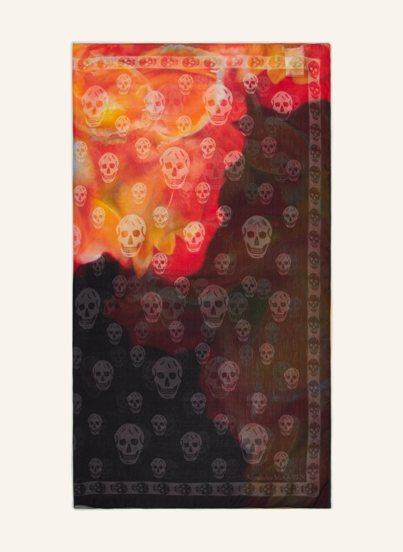 Alexander McQUEEN Silk scarf, Color: BLACK/ RED/ ORANGE (Image 1)