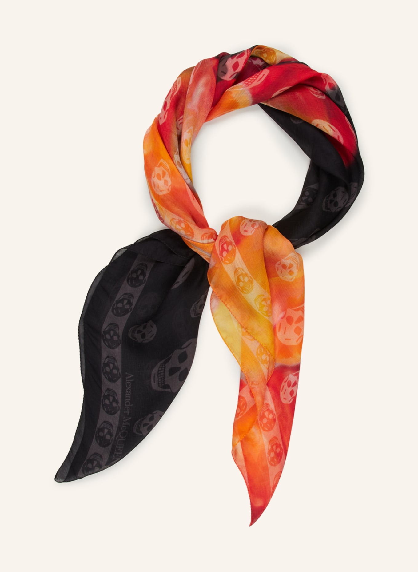 Alexander McQUEEN Silk scarf, Color: BLACK/ RED/ ORANGE (Image 2)