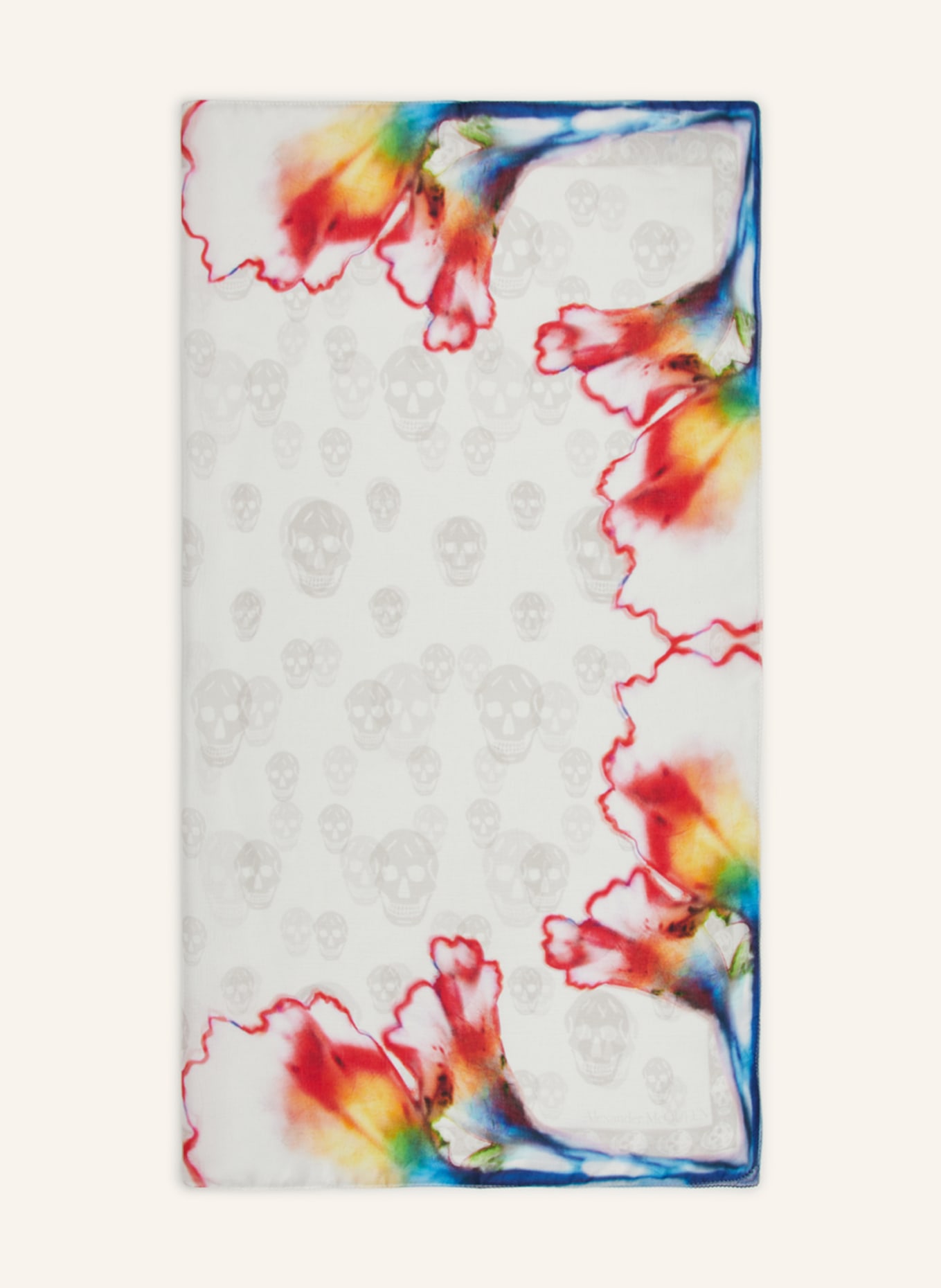 Alexander McQUEEN Silk scarf, Color: WHITE/ BLUE/ RED (Image 1)