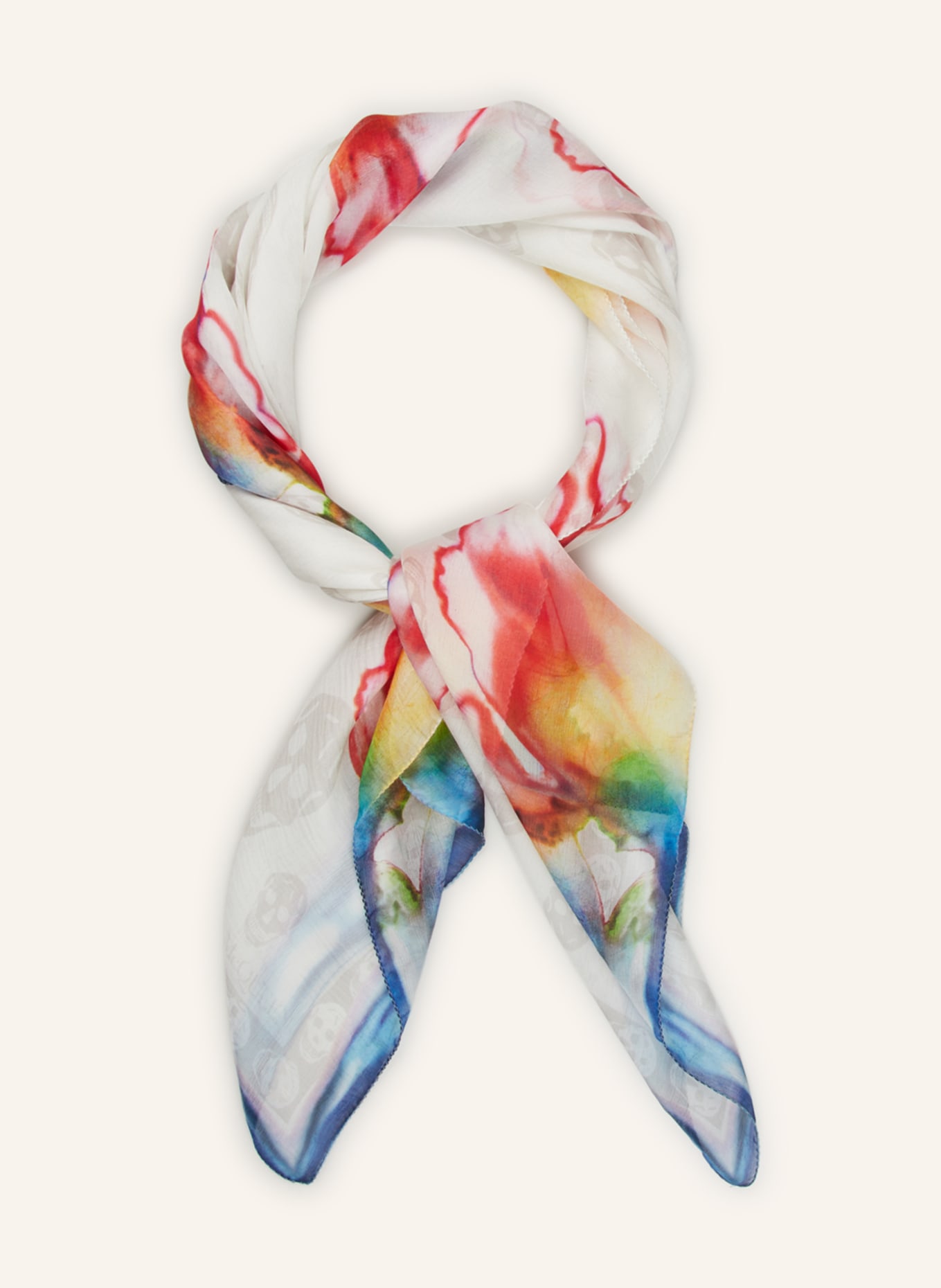 Alexander McQUEEN Silk scarf, Color: WHITE/ BLUE/ RED (Image 2)