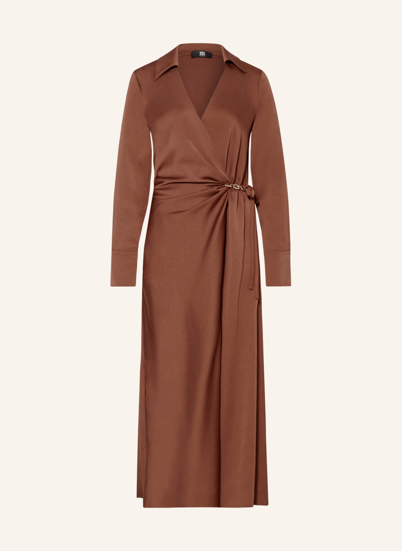 RIANI Wrap dress in satin, Color: BROWN (Image 1)