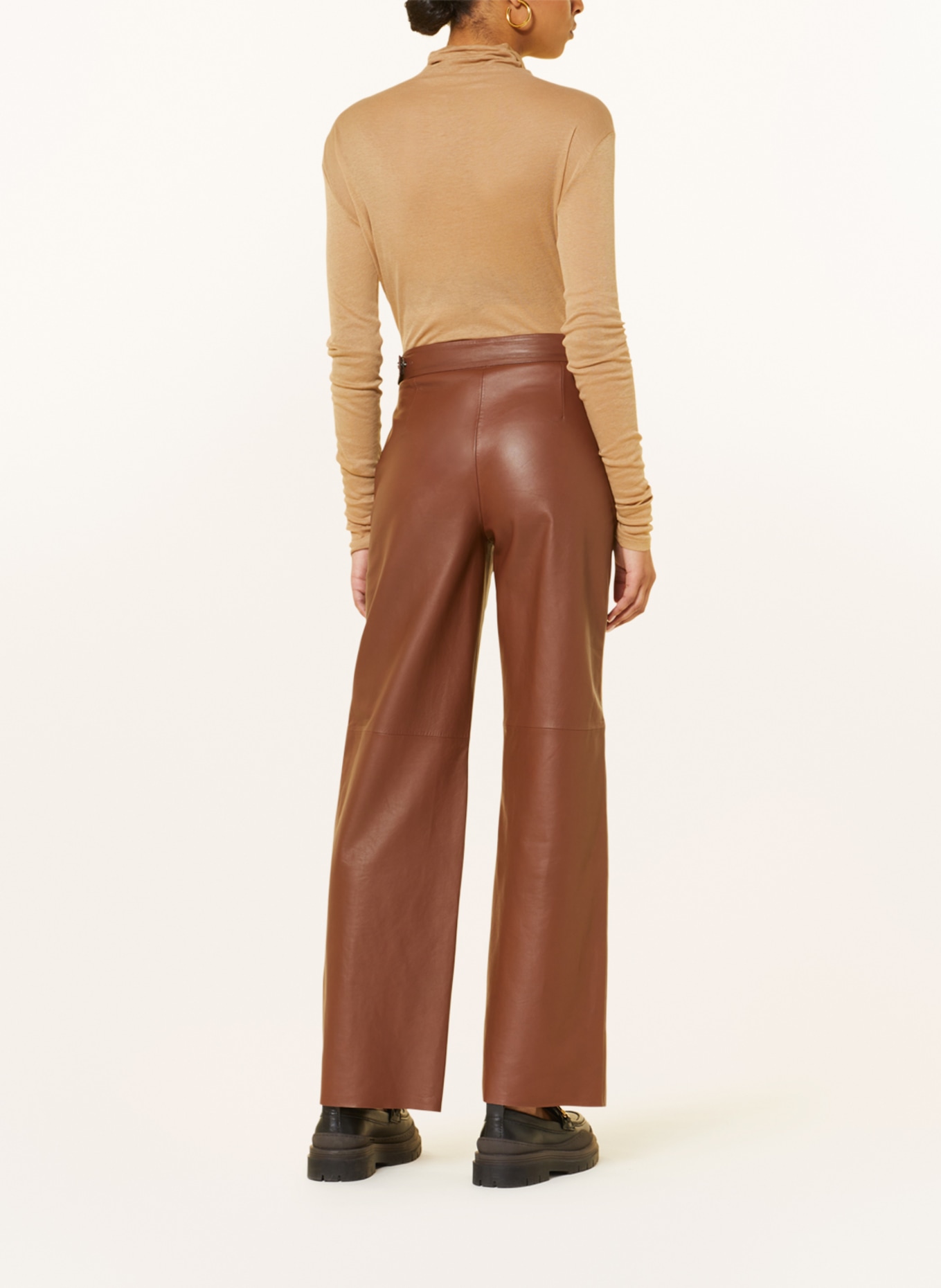 RIANI Leather trousers, Color: BROWN (Image 3)