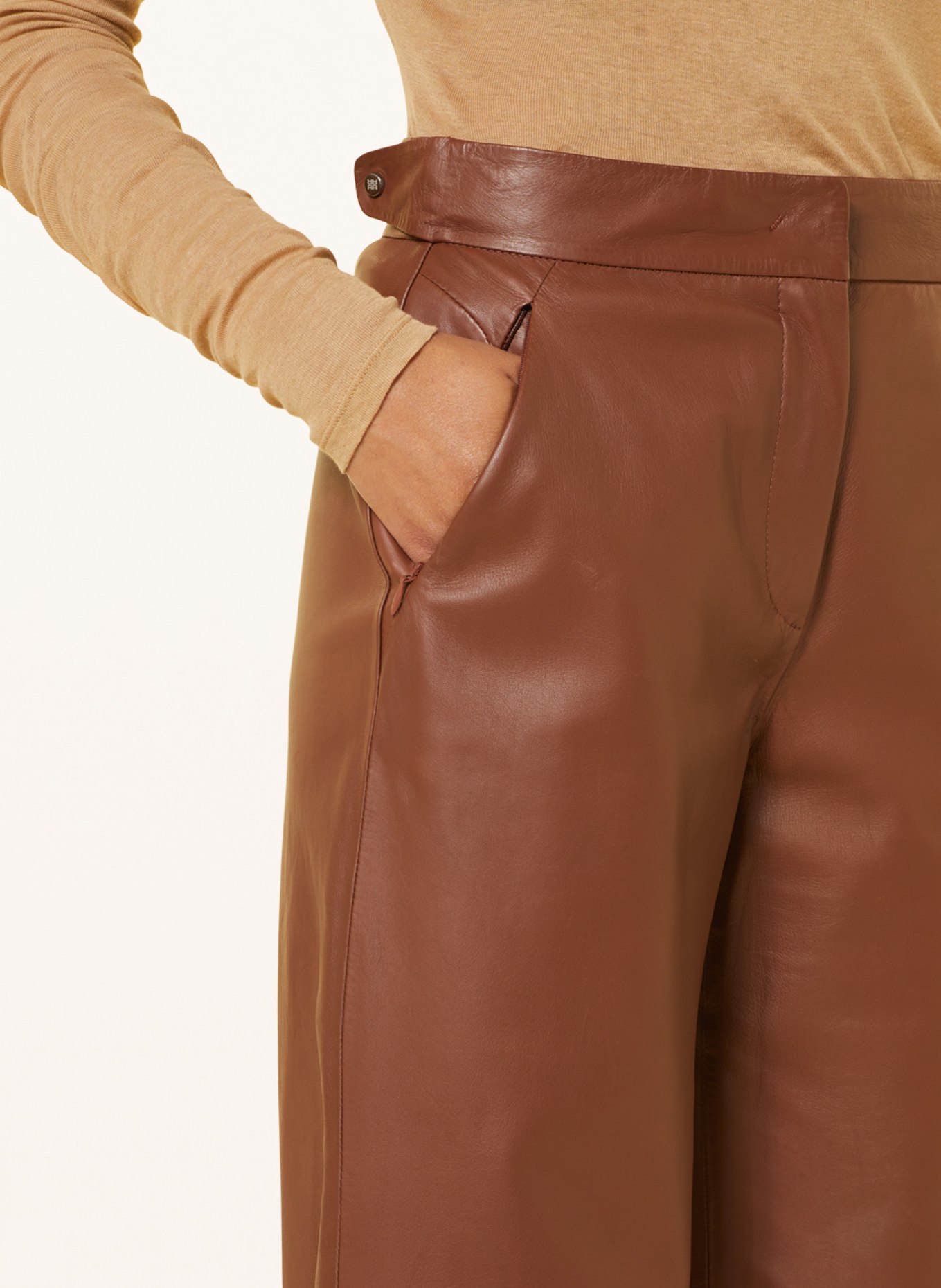 RIANI Spodnie skórzane, Kolor: BRĄZOWY (Obrazek 5)