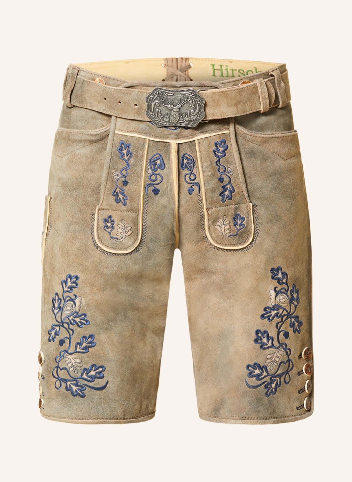 HIRSCHER Spodnie skórzane w stylu ludowym LENGGRIES, Kolor: CIEMNOBRĄZOWY/ GRANATOWY/ ŻÓŁTY (Obrazek 1)