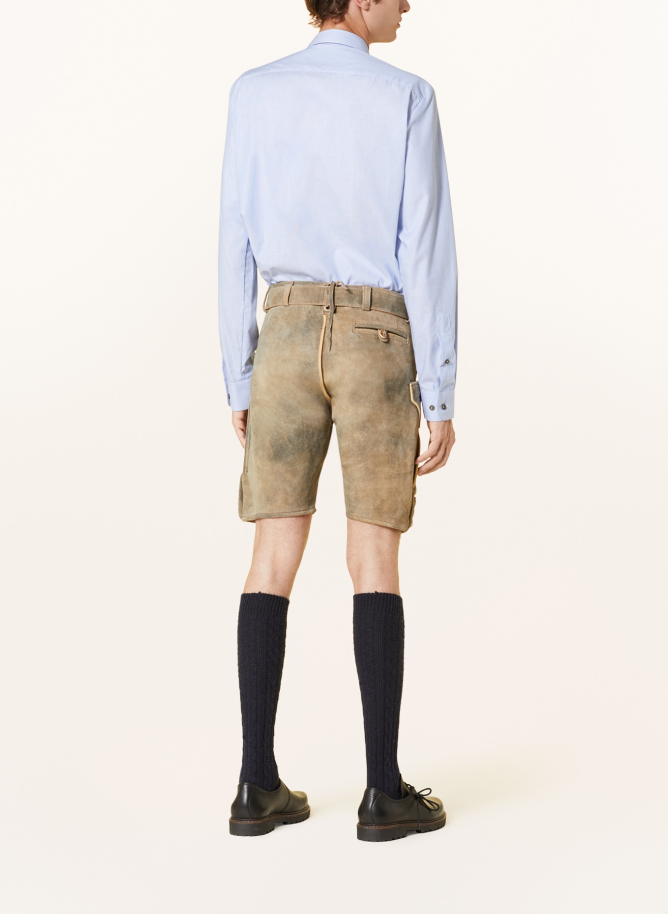 HIRSCHER Spodnie skórzane w stylu ludowym LENGGRIES, Kolor: CIEMNOBRĄZOWY/ GRANATOWY/ ŻÓŁTY (Obrazek 3)