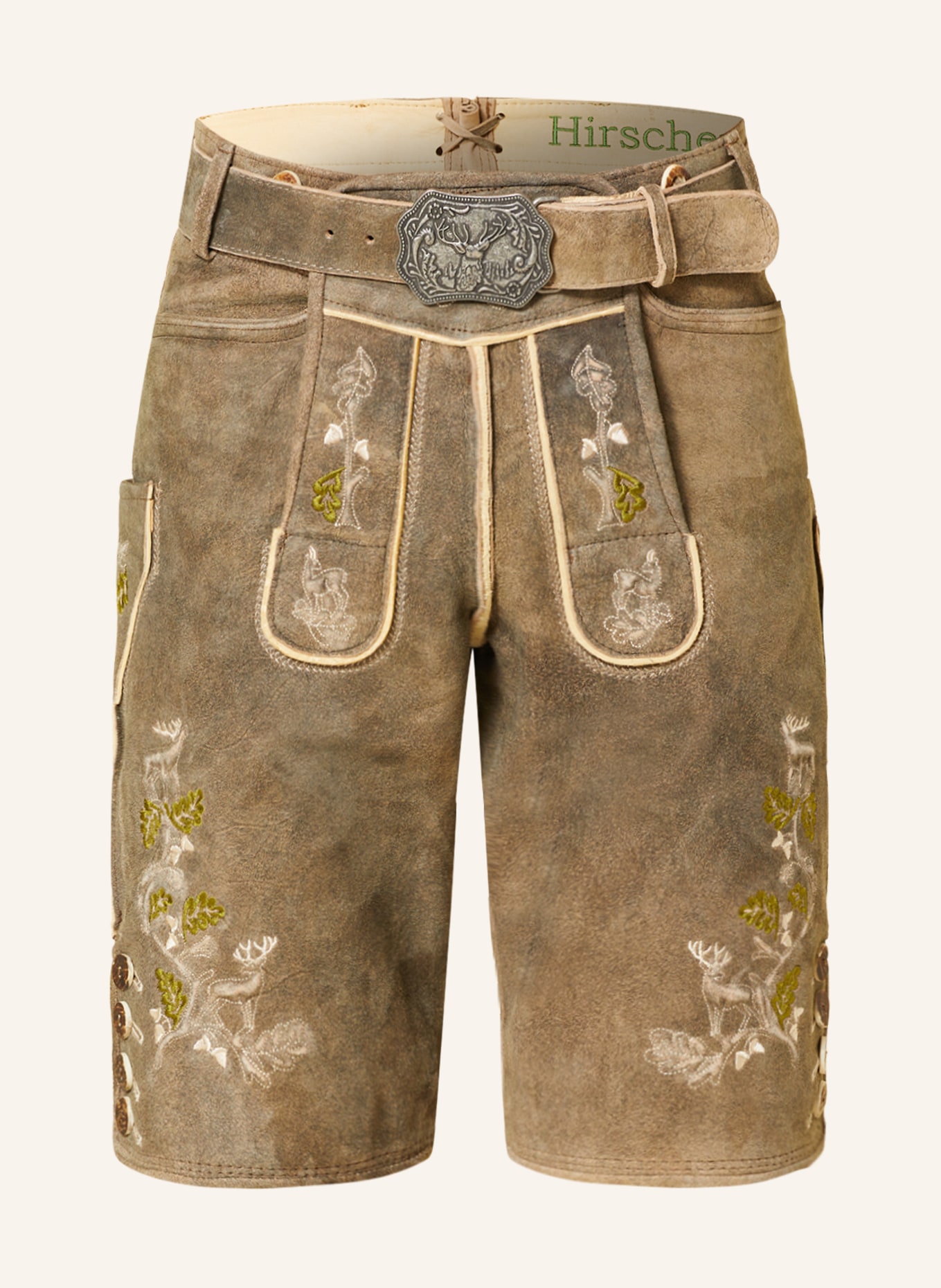 HIRSCHER Spodnie skórzane w stylu ludowym FREISING, Kolor: CAMELOWY (Obrazek 1)