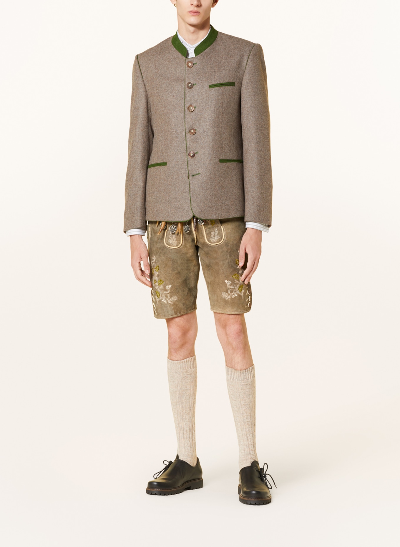 HIRSCHER Spodnie skórzane w stylu ludowym FREISING, Kolor: CAMELOWY (Obrazek 2)