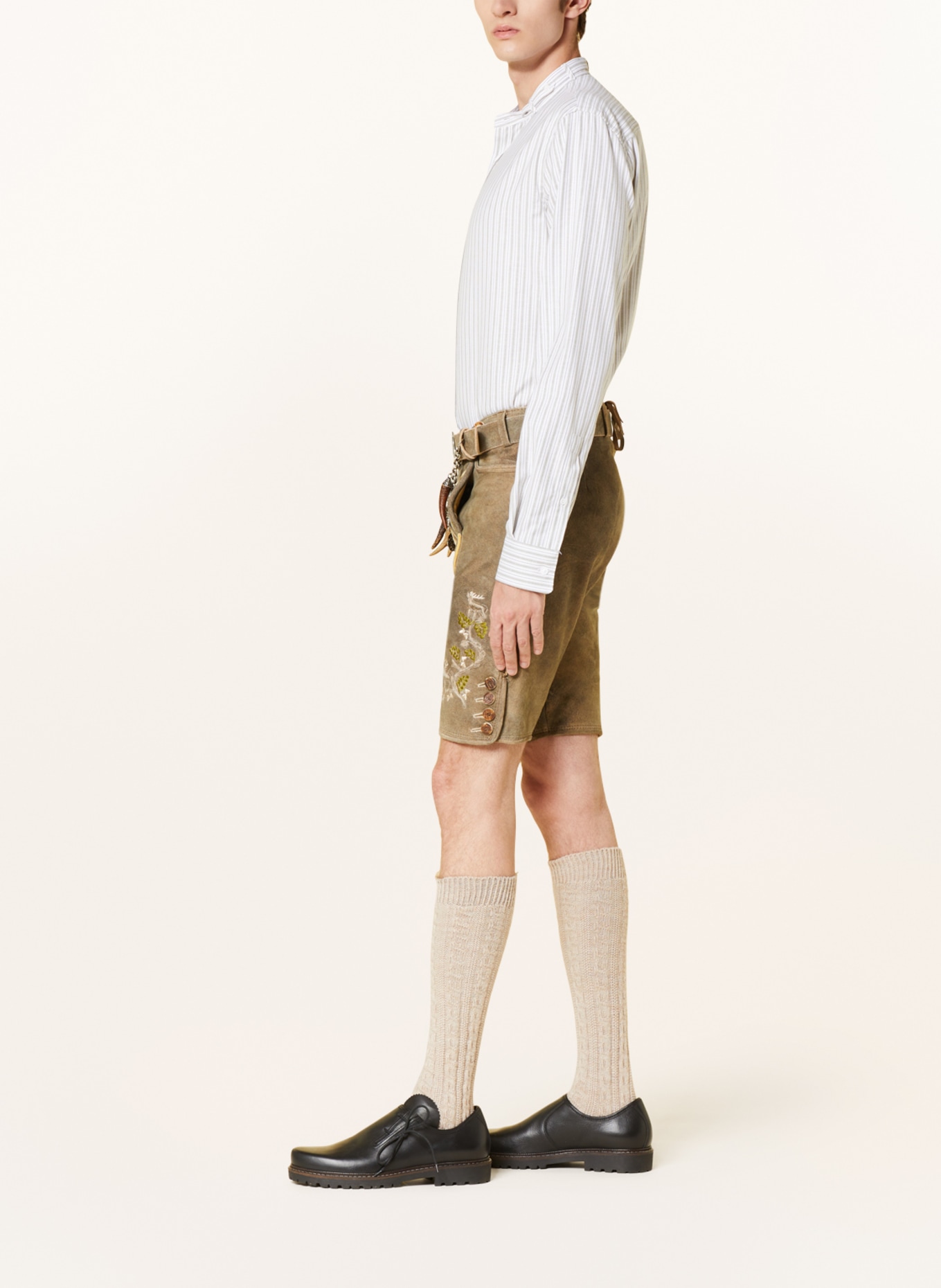 HIRSCHER Spodnie skórzane w stylu ludowym FREISING, Kolor: CAMELOWY (Obrazek 4)