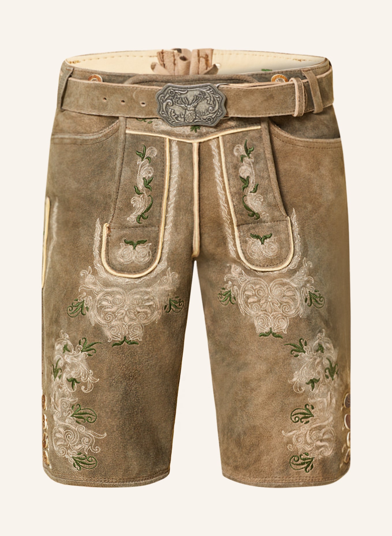 HIRSCHER Spodnie skórzane w stylu ludowym ERDING, Kolor: BRĄZOWY (Obrazek 1)