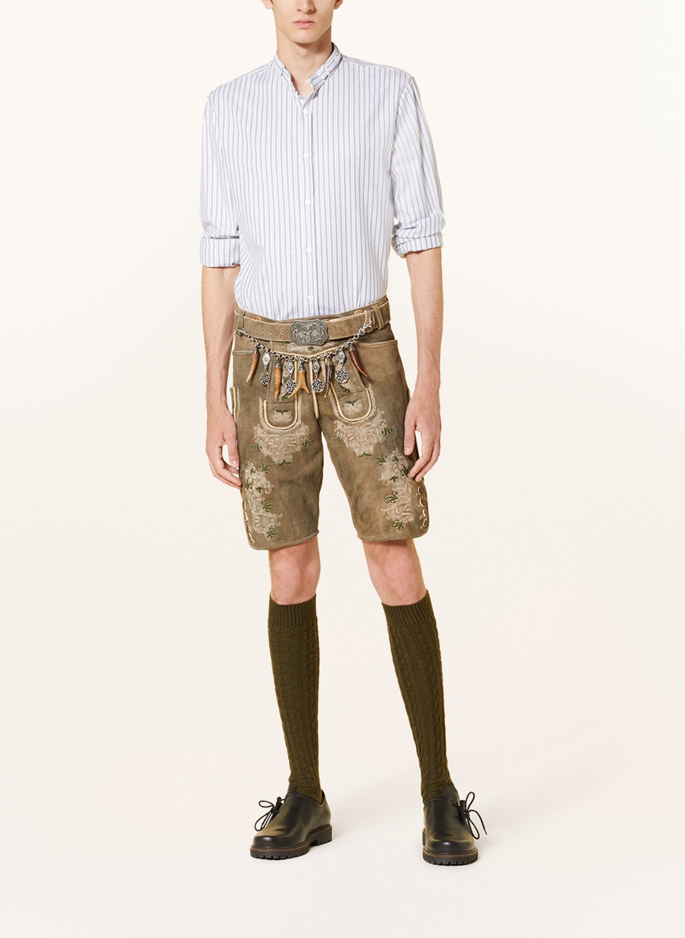 HIRSCHER Spodnie skórzane w stylu ludowym ERDING, Kolor: BRĄZOWY (Obrazek 2)
