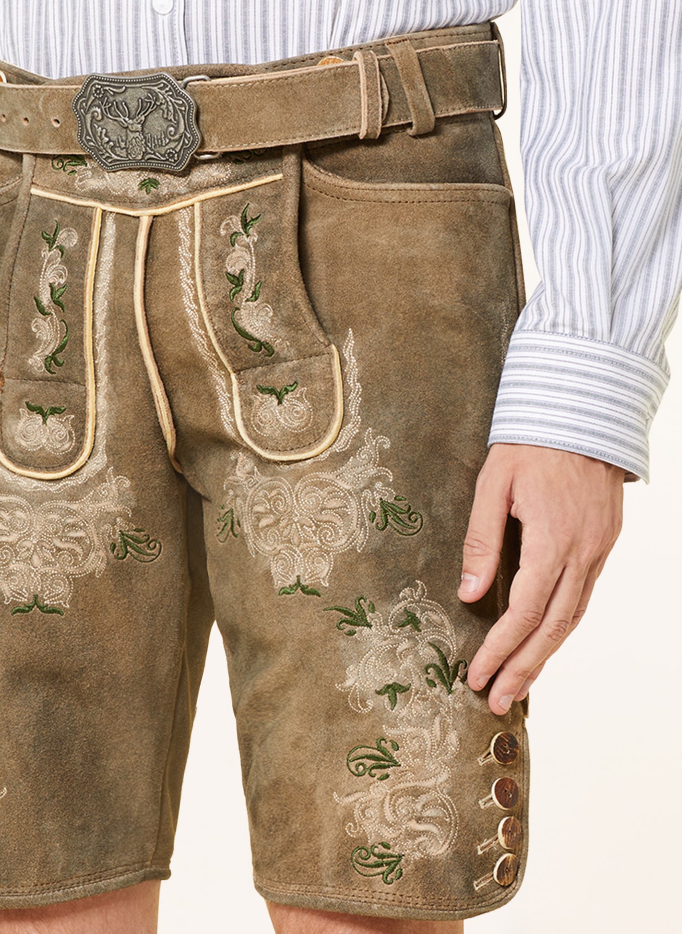HIRSCHER Spodnie skórzane w stylu ludowym ERDING, Kolor: BRĄZOWY (Obrazek 5)