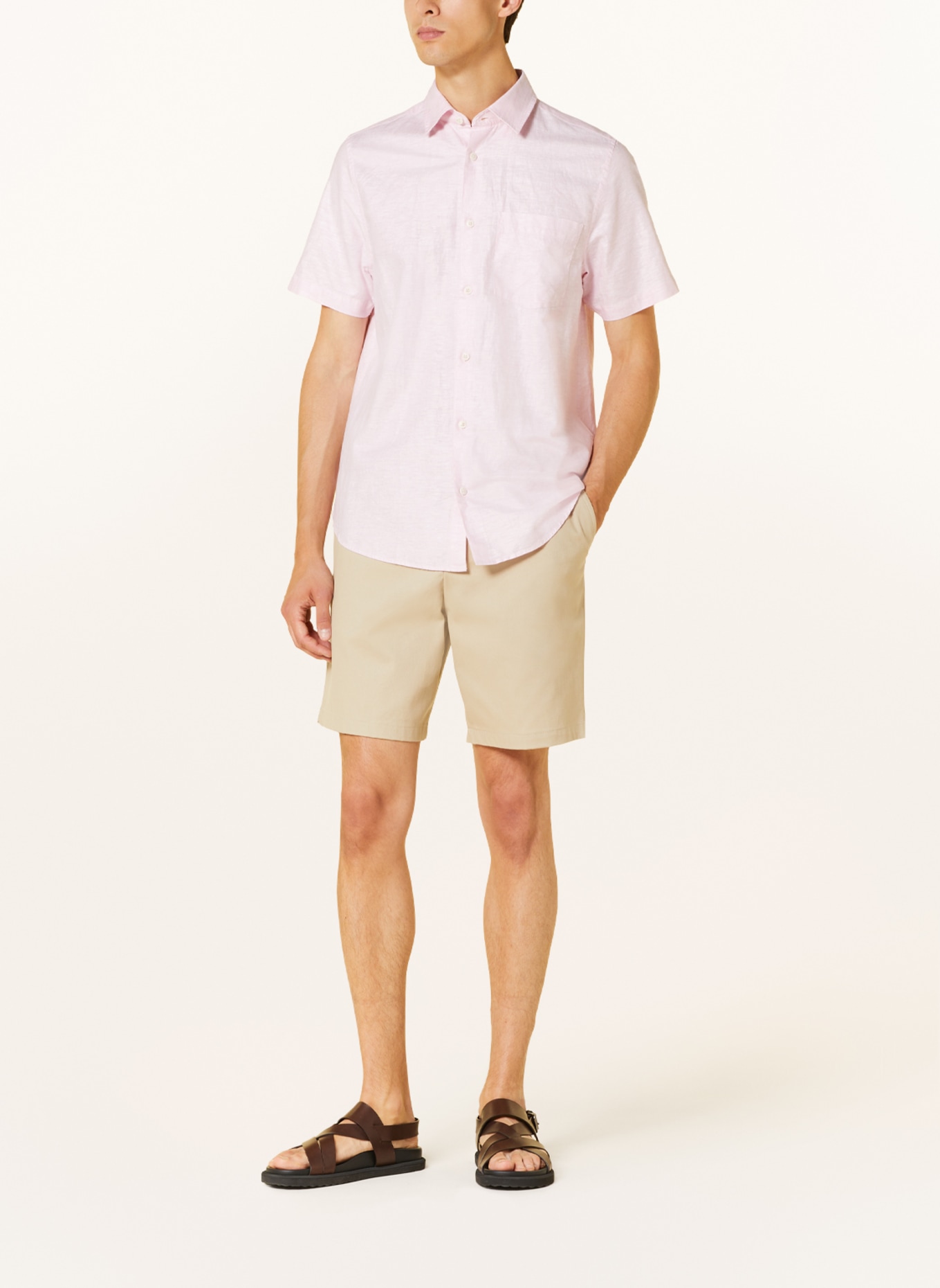 TED BAKER Short sleeve shirt KINGFRD regular fit with linen, Color: LIGHT PINK (Image 2)