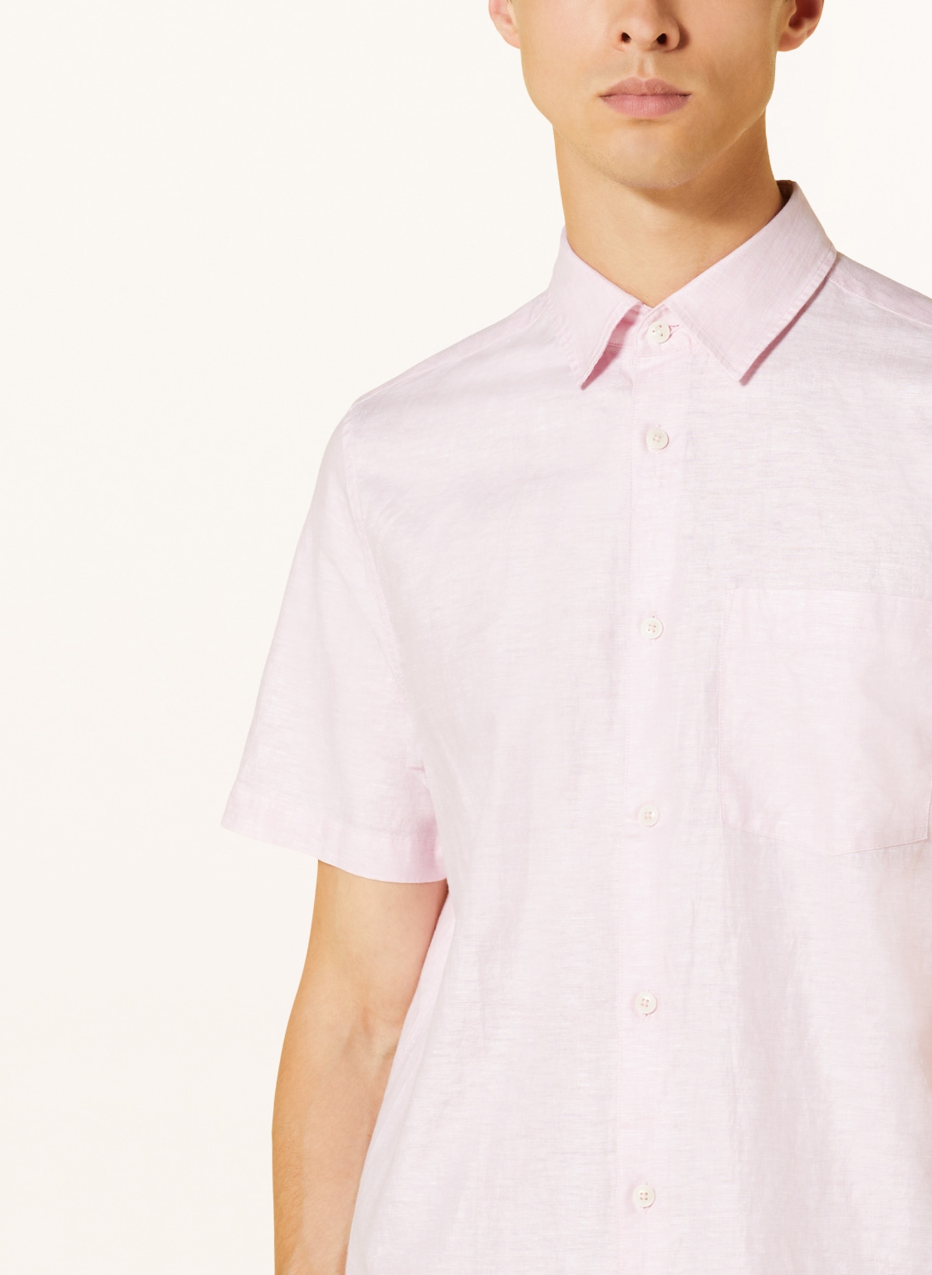 TED BAKER Short sleeve shirt KINGFRD regular fit with linen, Color: LIGHT PINK (Image 4)