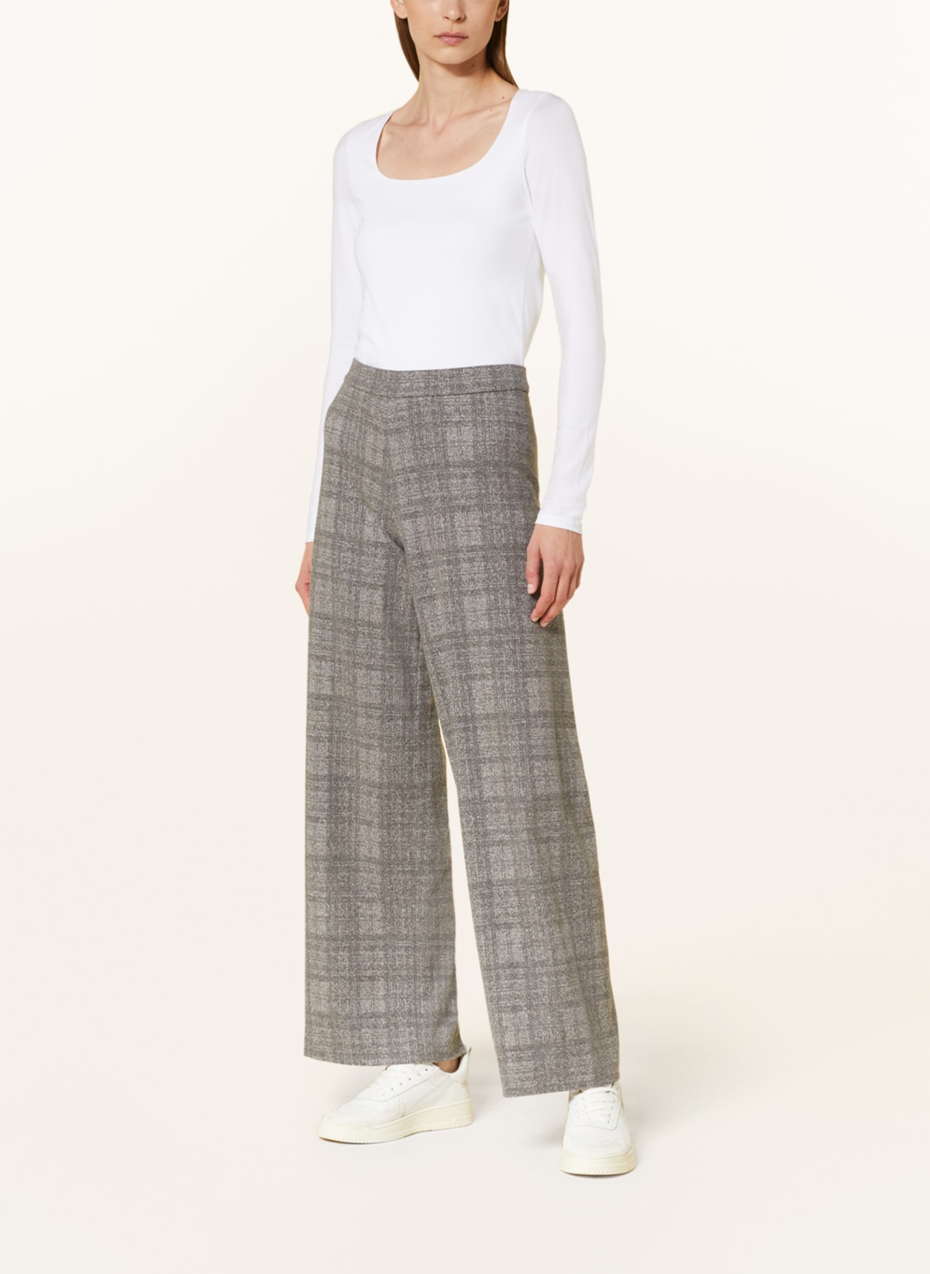 MAC DAYDREAM Wide leg trousers BEAUTY WIDE with stripe, Color: LIGHT GRAY (Image 2)