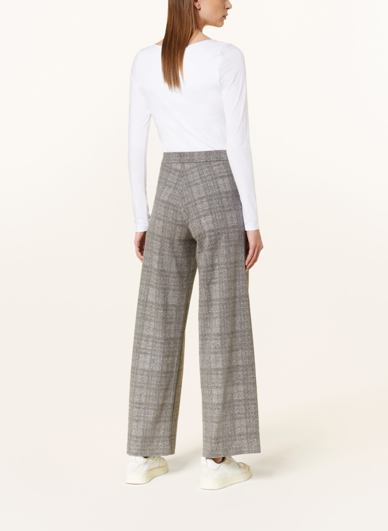 MAC DAYDREAM Wide leg trousers BEAUTY WIDE with stripe, Color: LIGHT GRAY (Image 3)