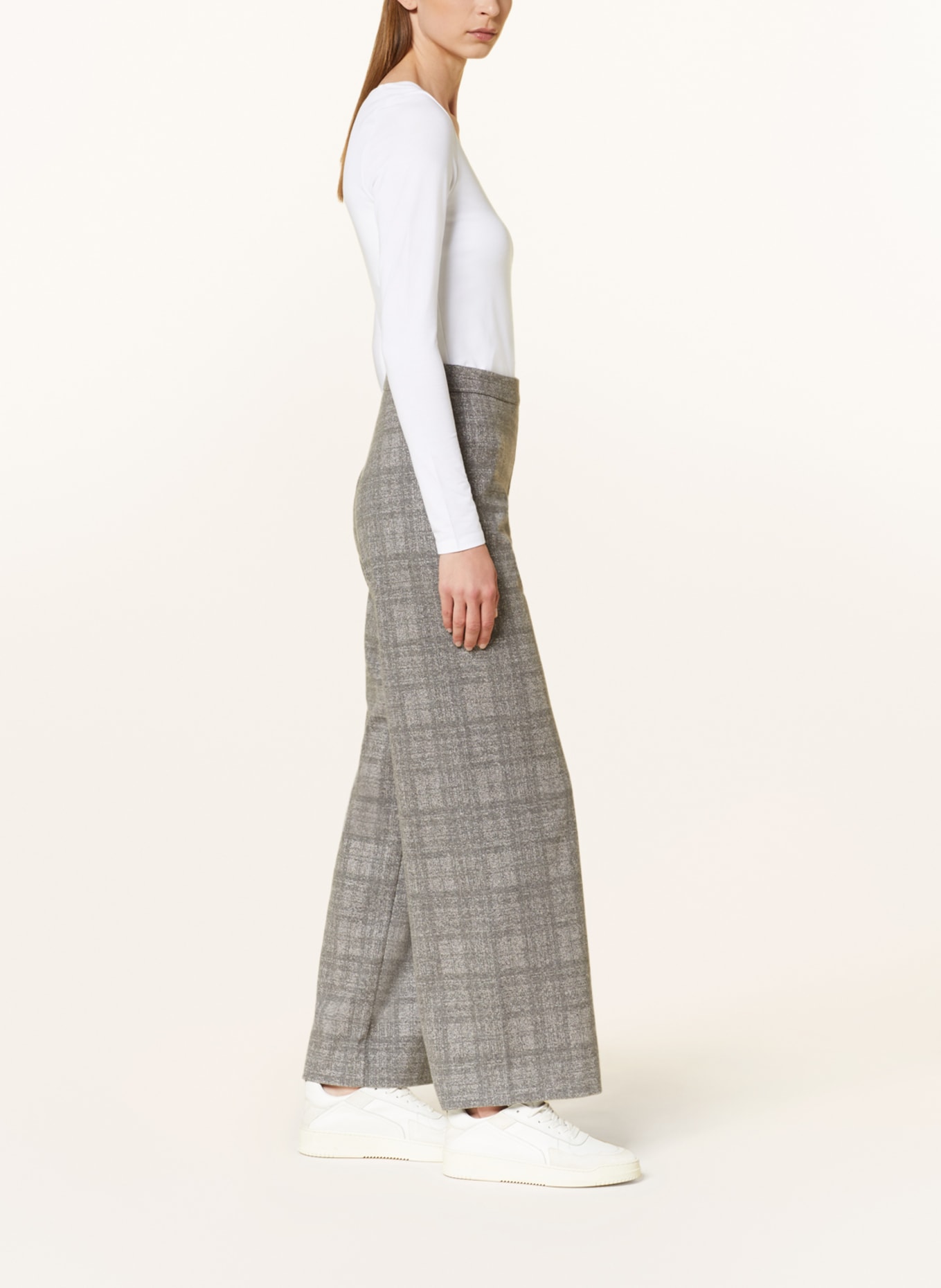 MAC DAYDREAM Wide leg trousers BEAUTY WIDE with stripe, Color: LIGHT GRAY (Image 4)