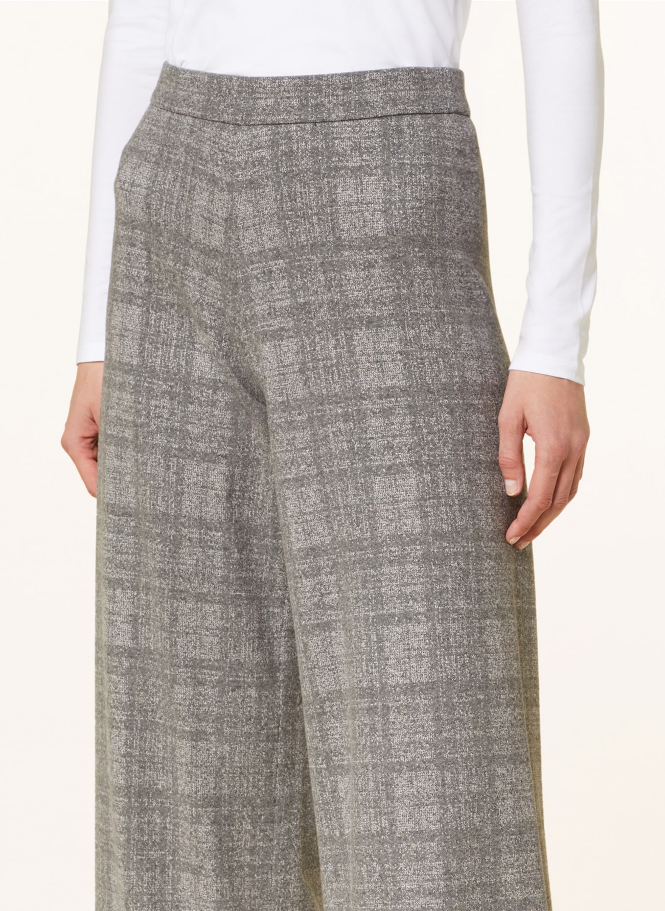 MAC DAYDREAM Wide leg trousers BEAUTY WIDE with stripe, Color: LIGHT GRAY (Image 5)